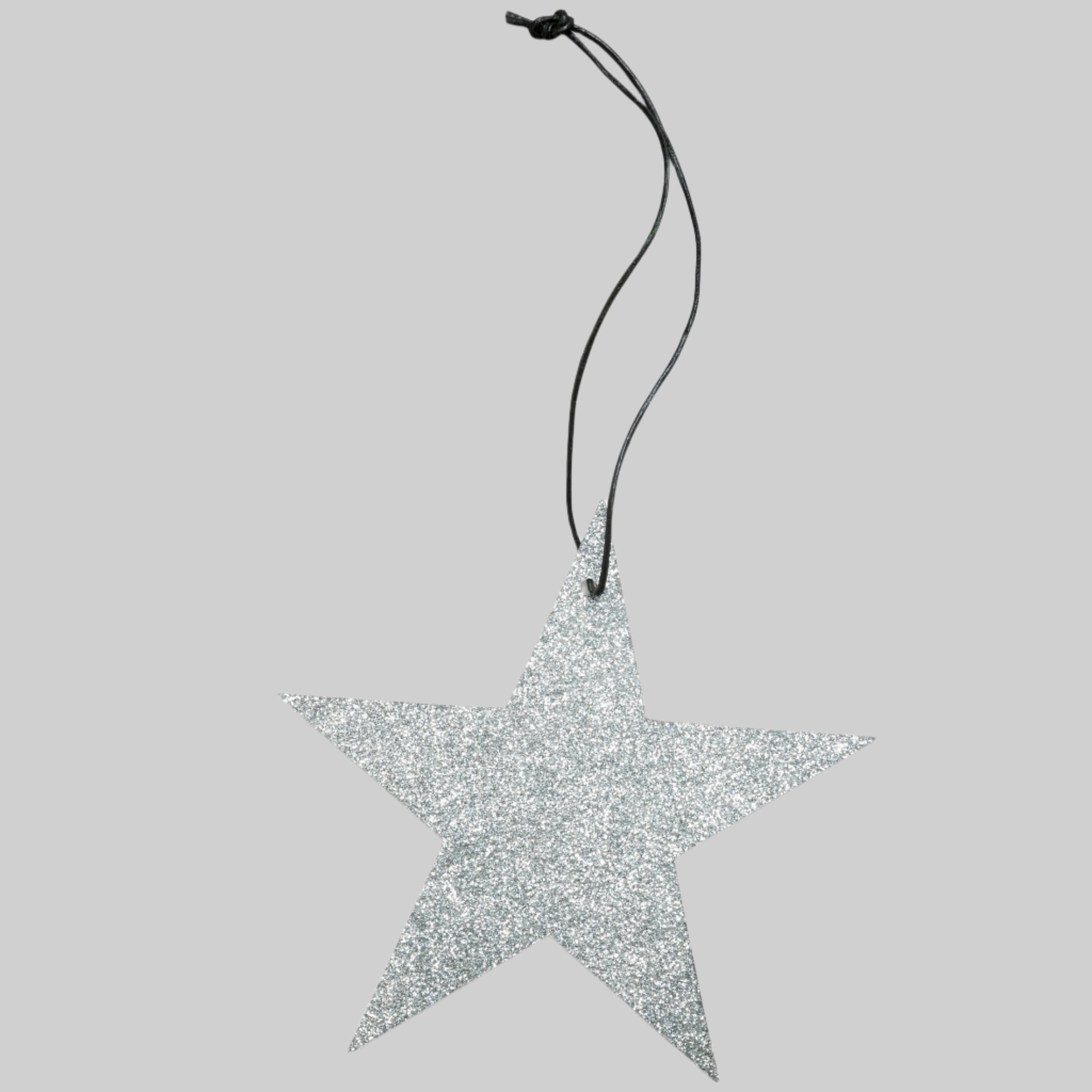 Holiday Ornament - 5-point glitter star, silver (box of 25)
