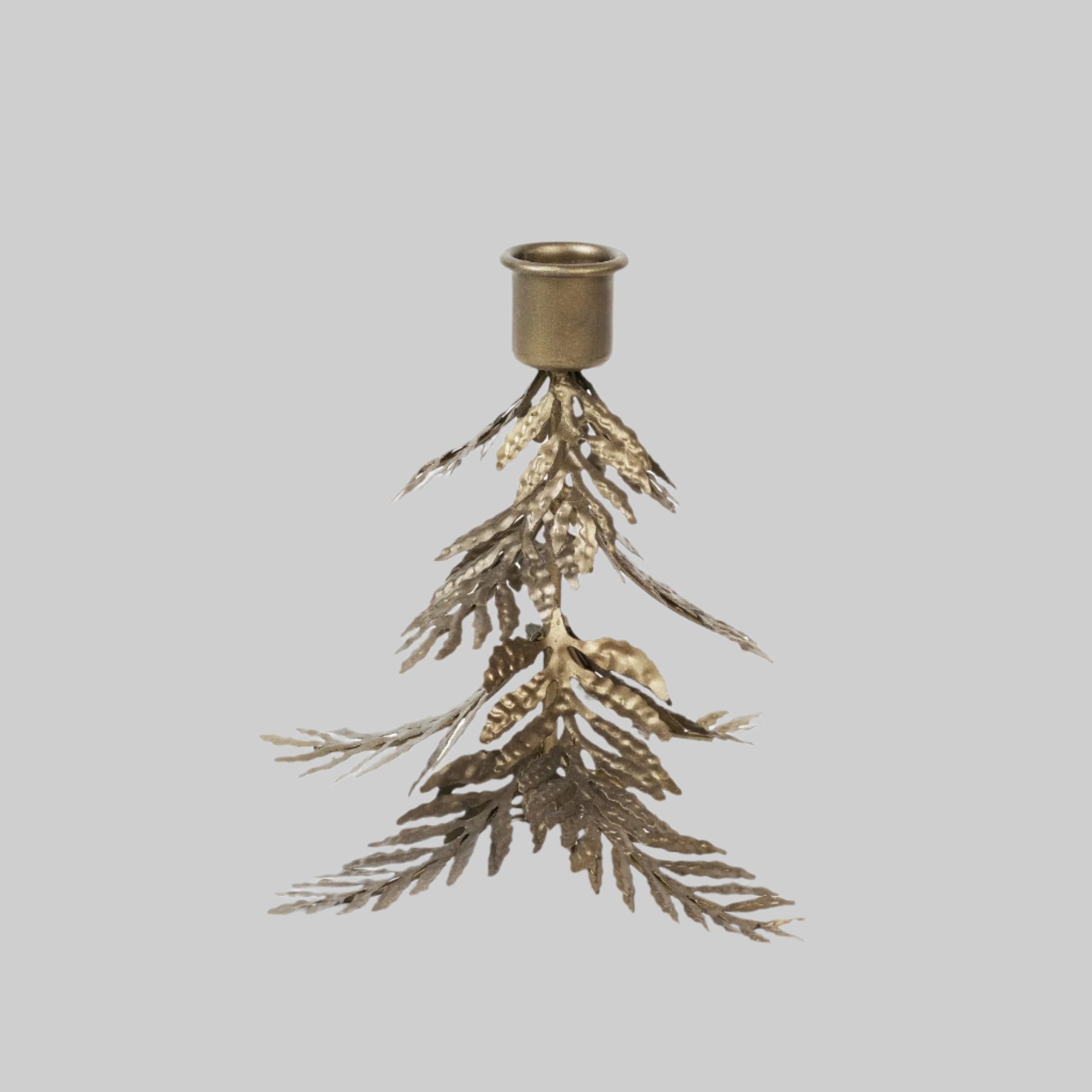 NOSTALGIA Tree Candle Holder, Small - Antique Golden (box of 4)