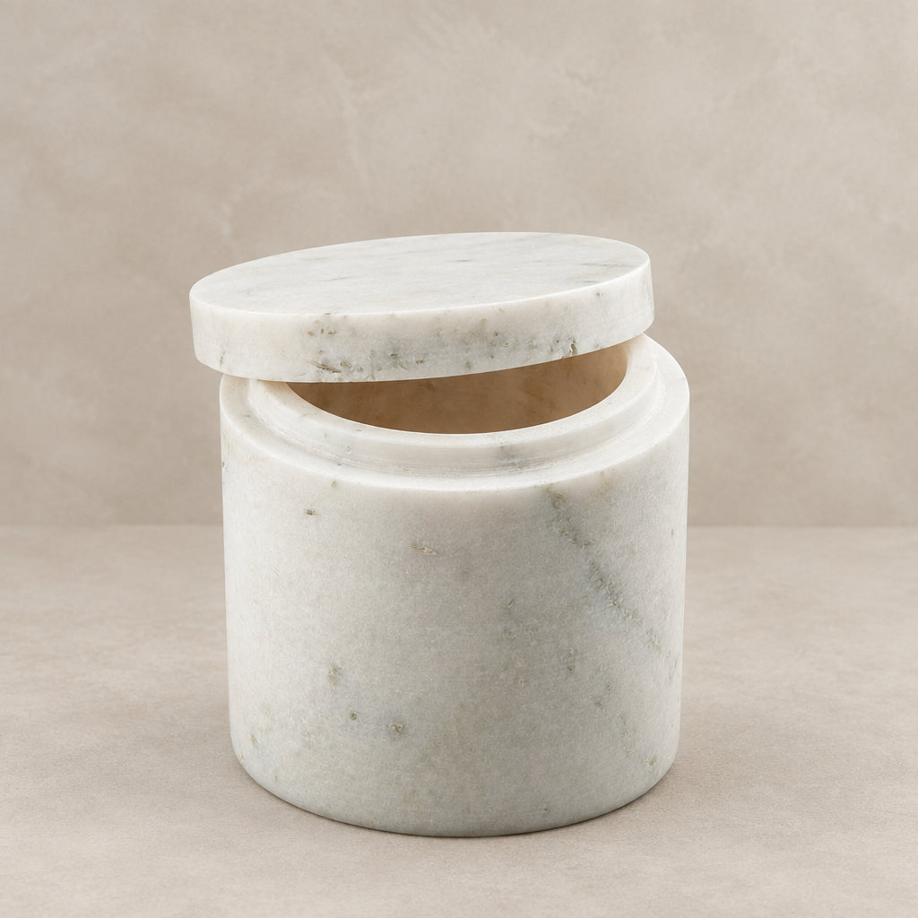 marblelous canister small, white