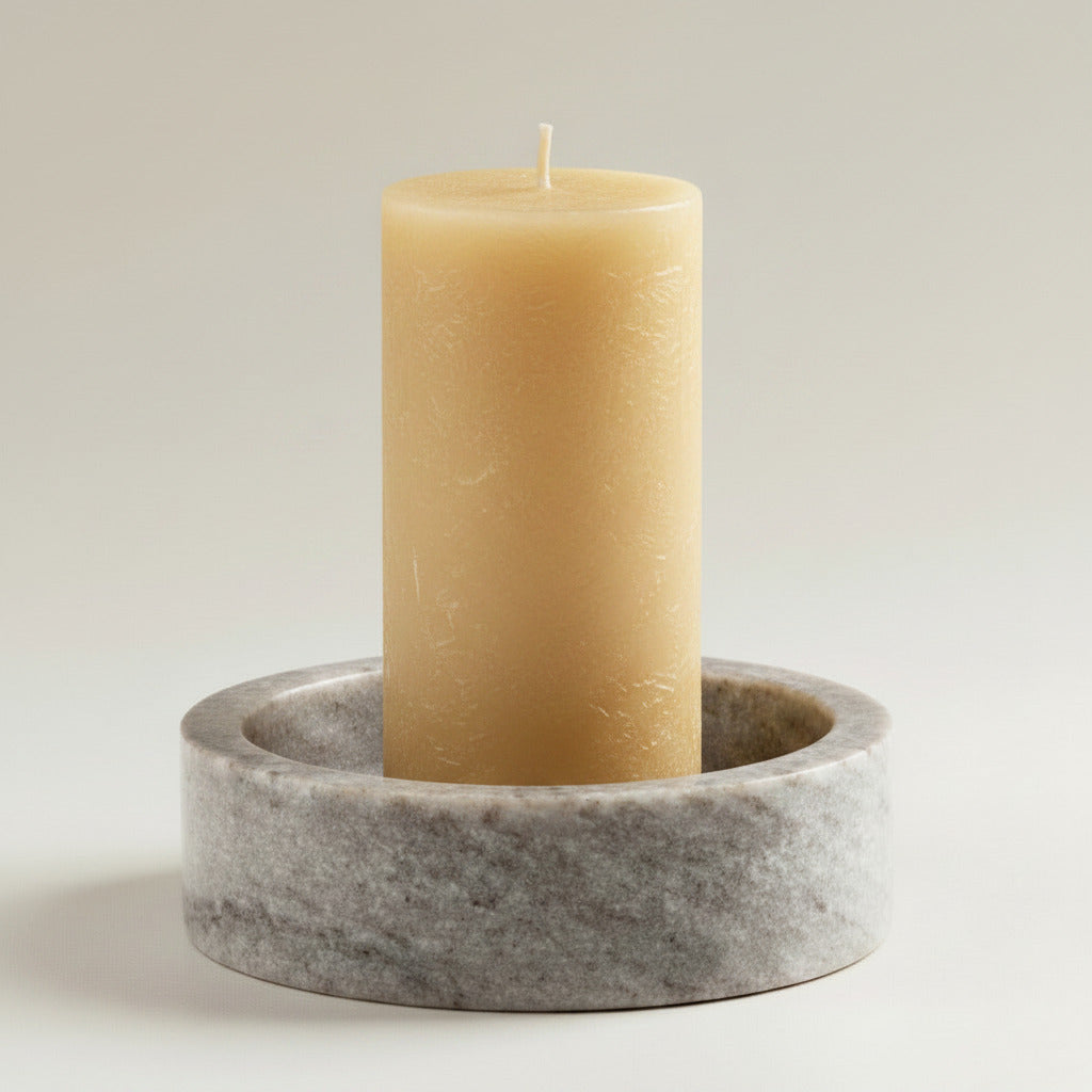 marblelous candleholder small, brown