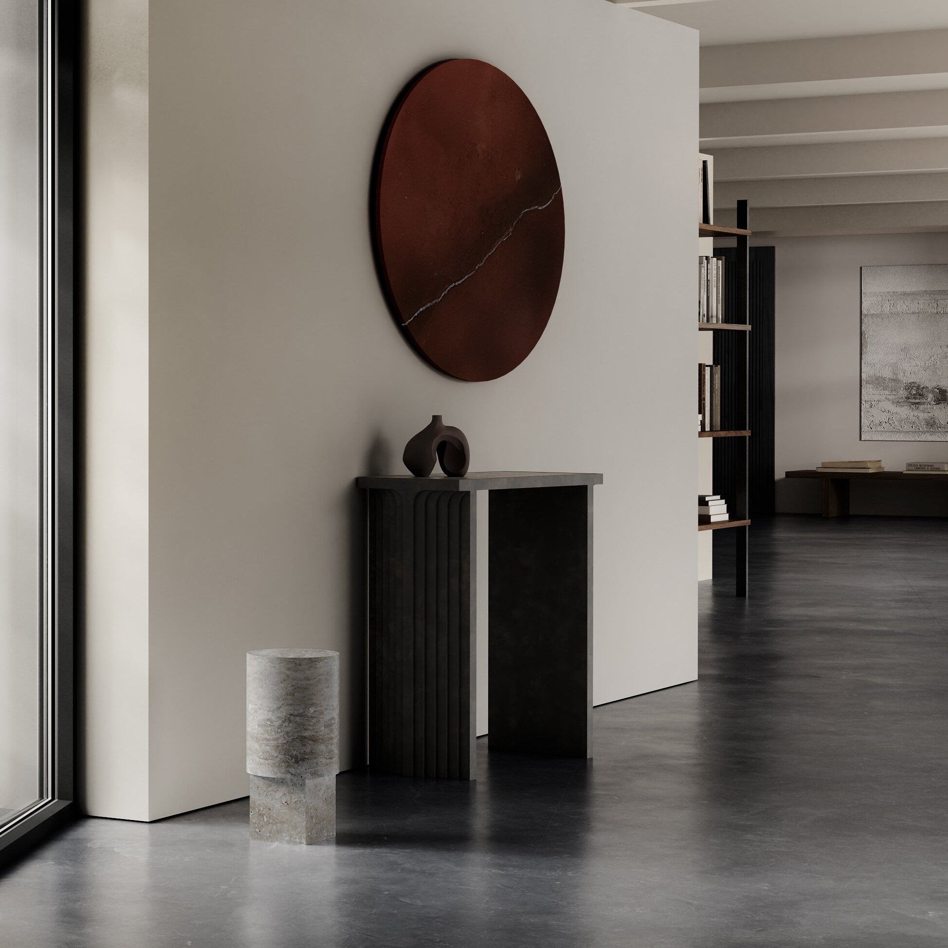 101 Copenhagen - Column Table - Silver Travertine - Coffee Table
