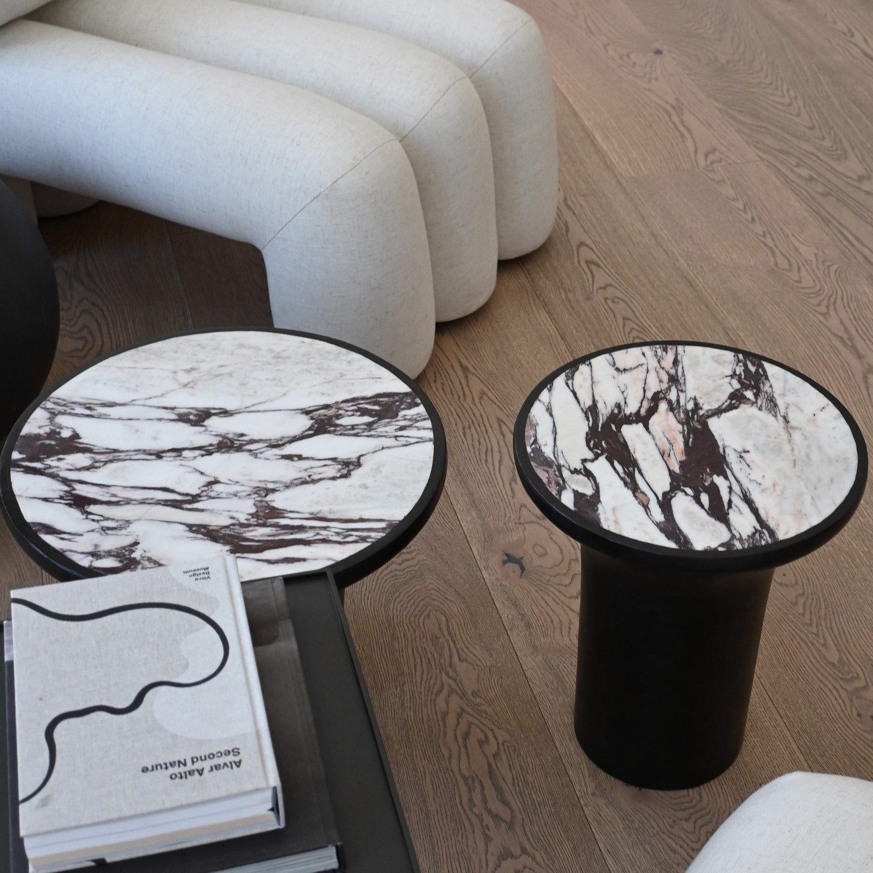 Trumpet Table, Tall - Coffee/Calacatta Viola