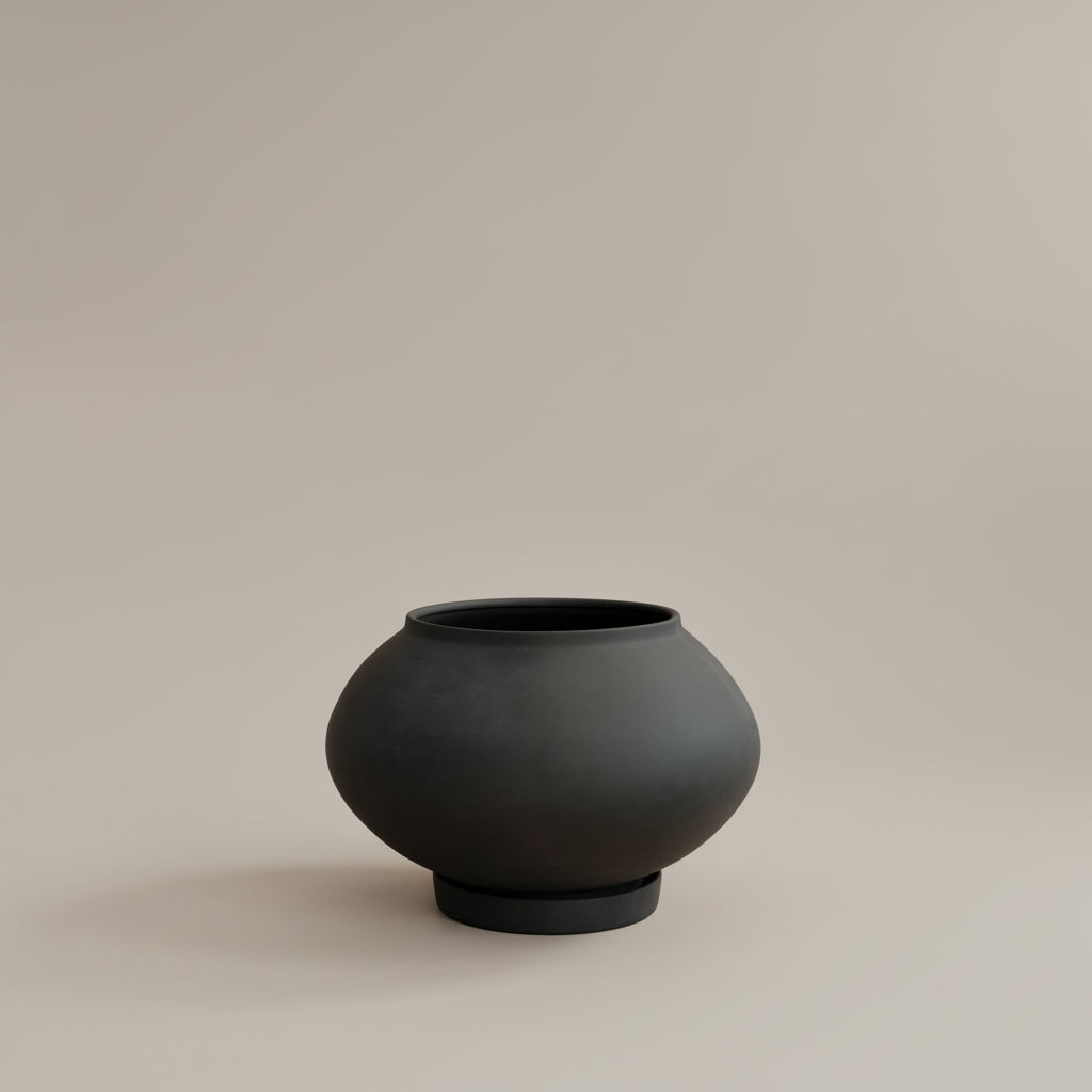 101 Copenhagen - Sunao Plant Pot Fat, Medio - Black - Plant Pot