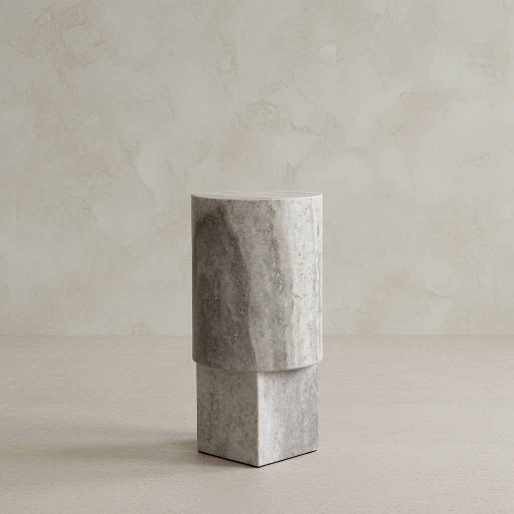101 Copenhagen - Column Table - Silver Travertine - Coffee Table