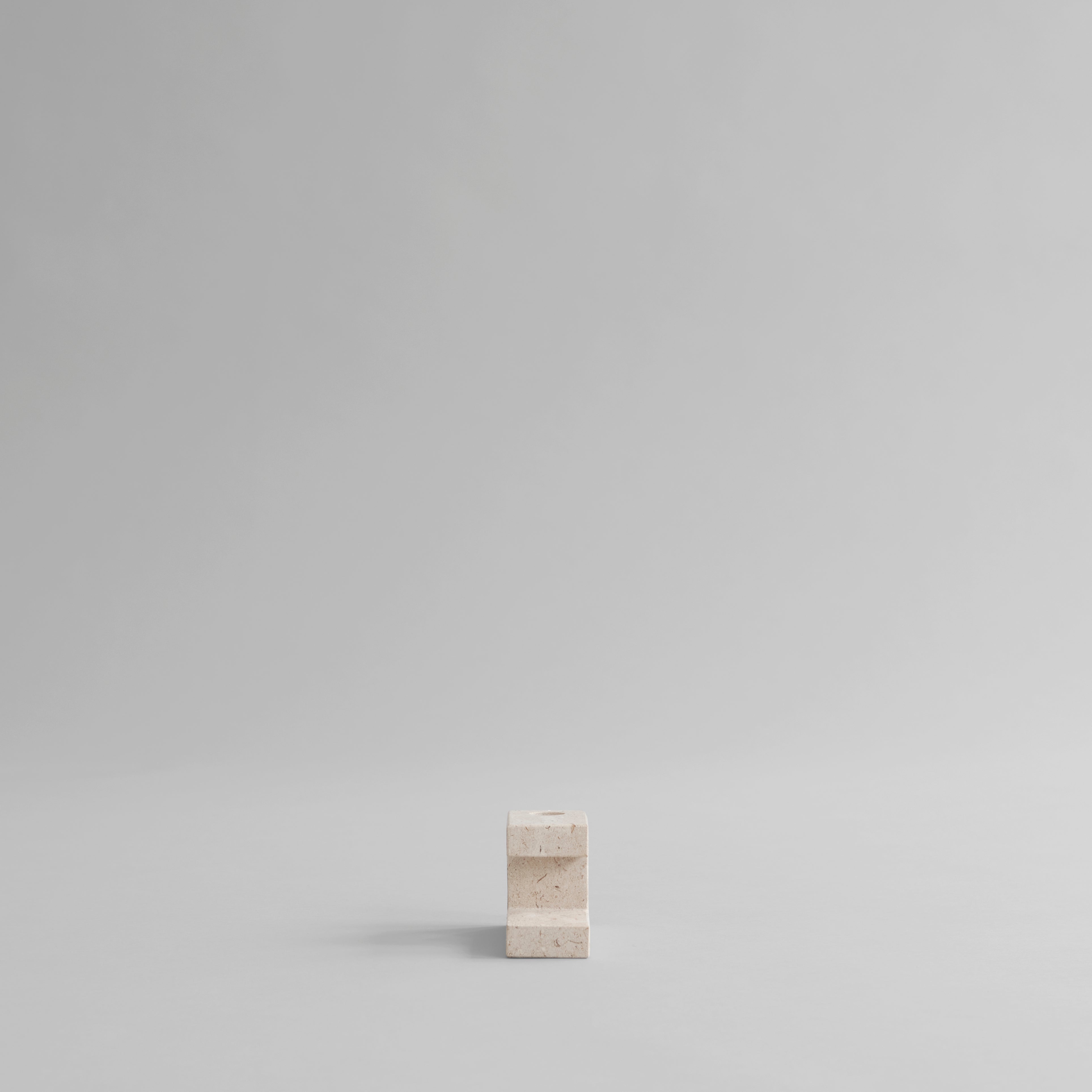 Brick Candleholder, Low - Limestone
