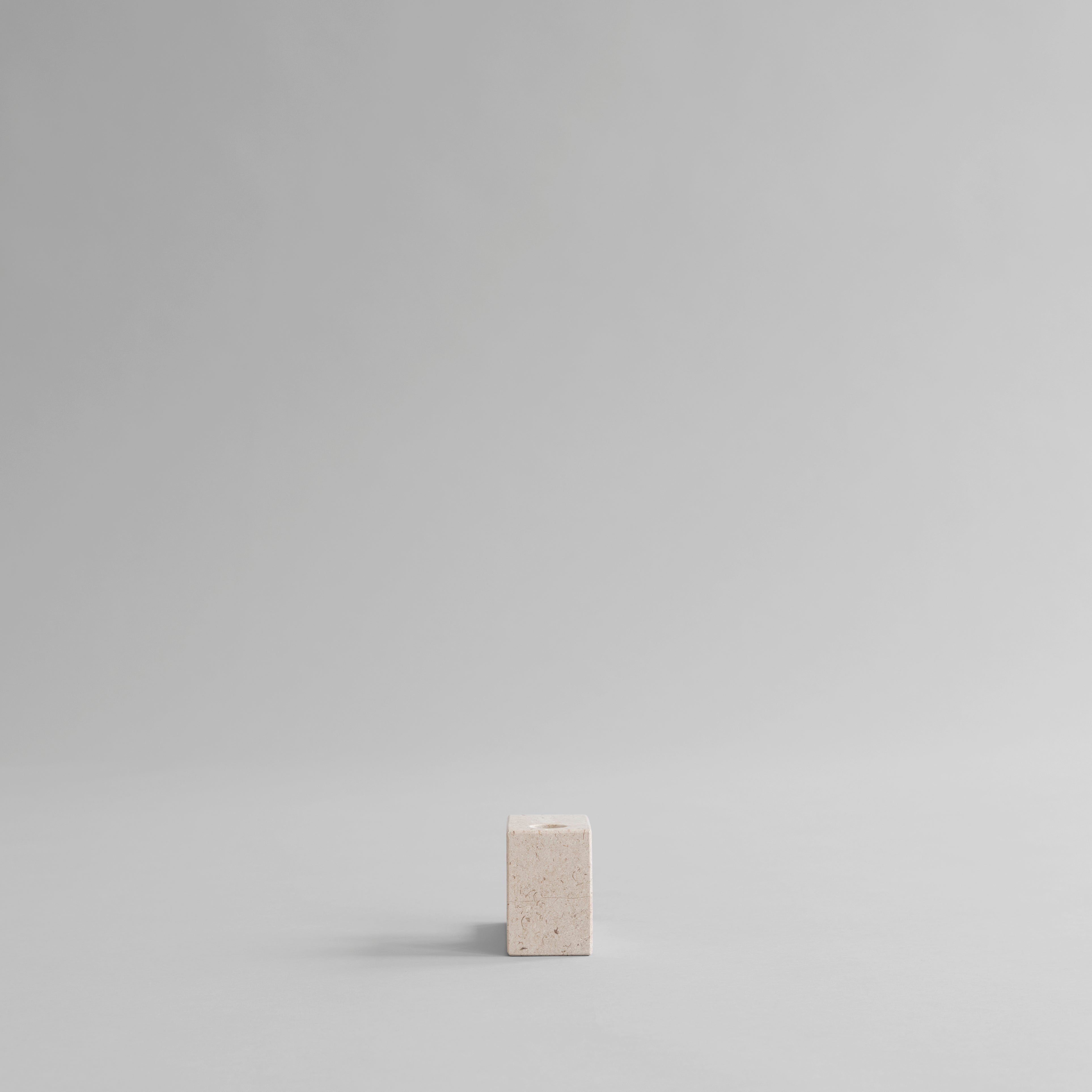 Brick Candleholder, Low - Limestone