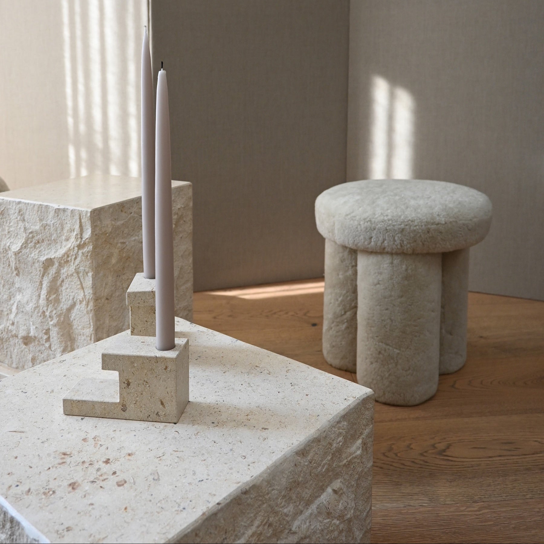 Big Foot Stool - Sheepskin, Sandshell