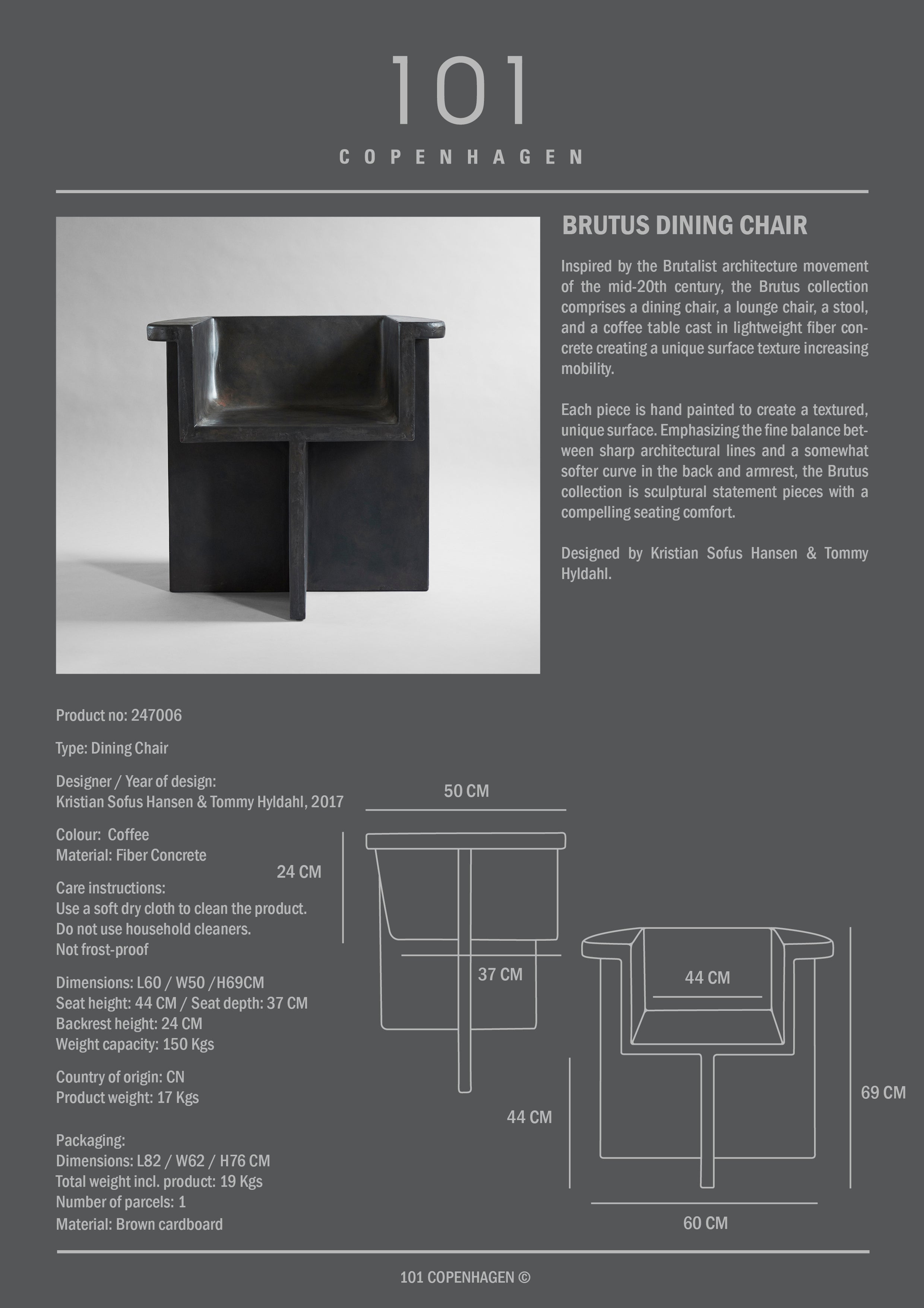 Brutus Dining Chair - Coffee