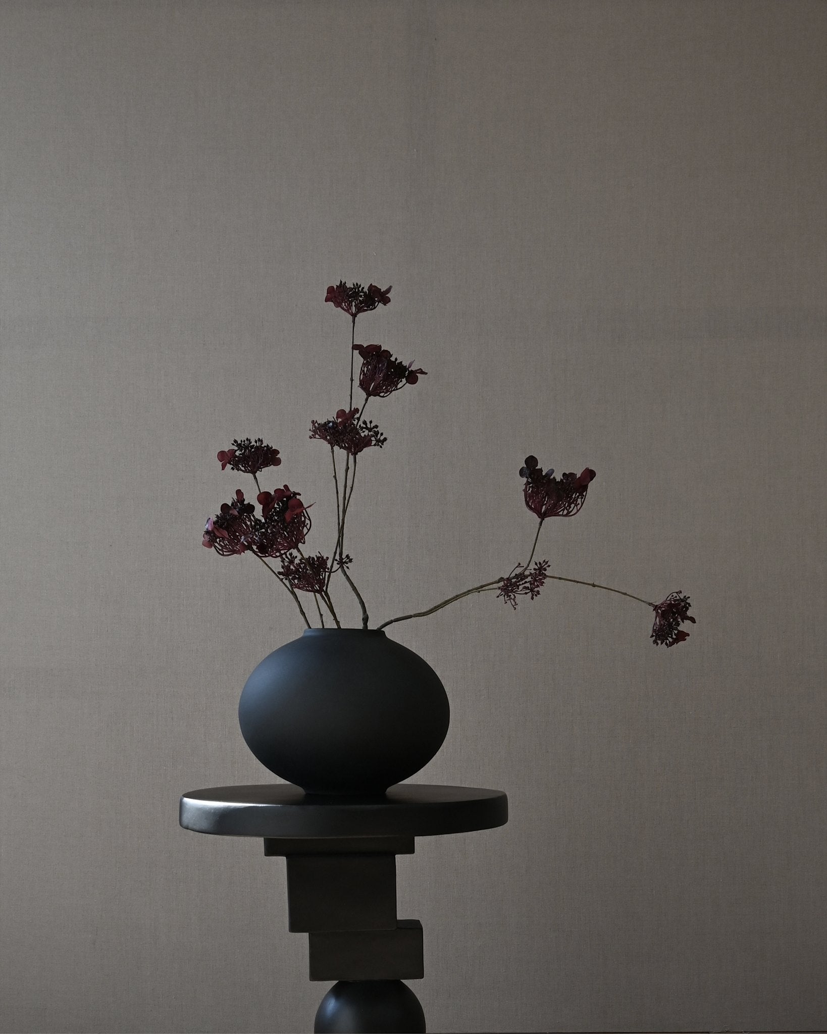 Sunao Vase Fat, Mini - Black