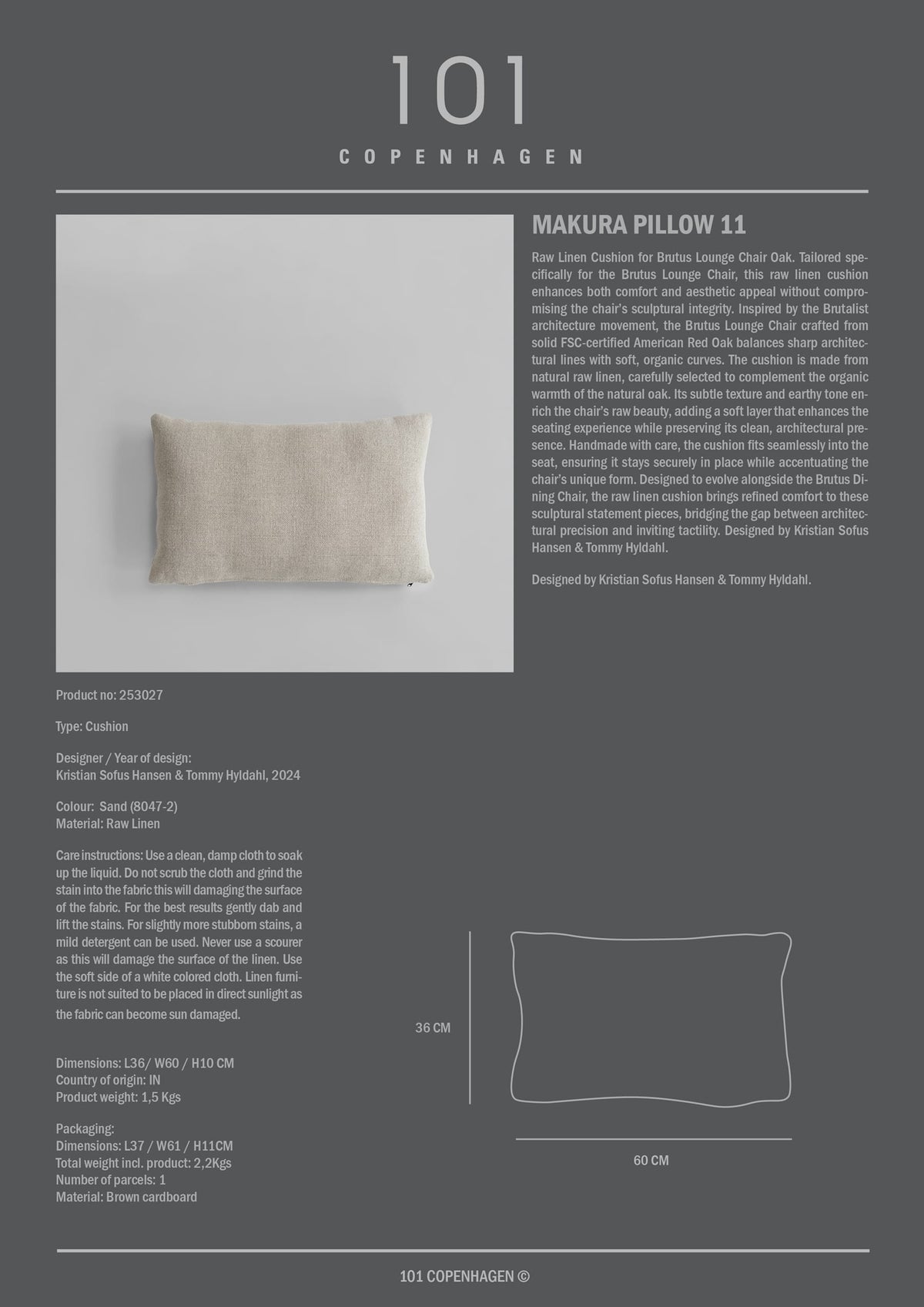 Makura Pillow / Back Cushion - Sand Linen