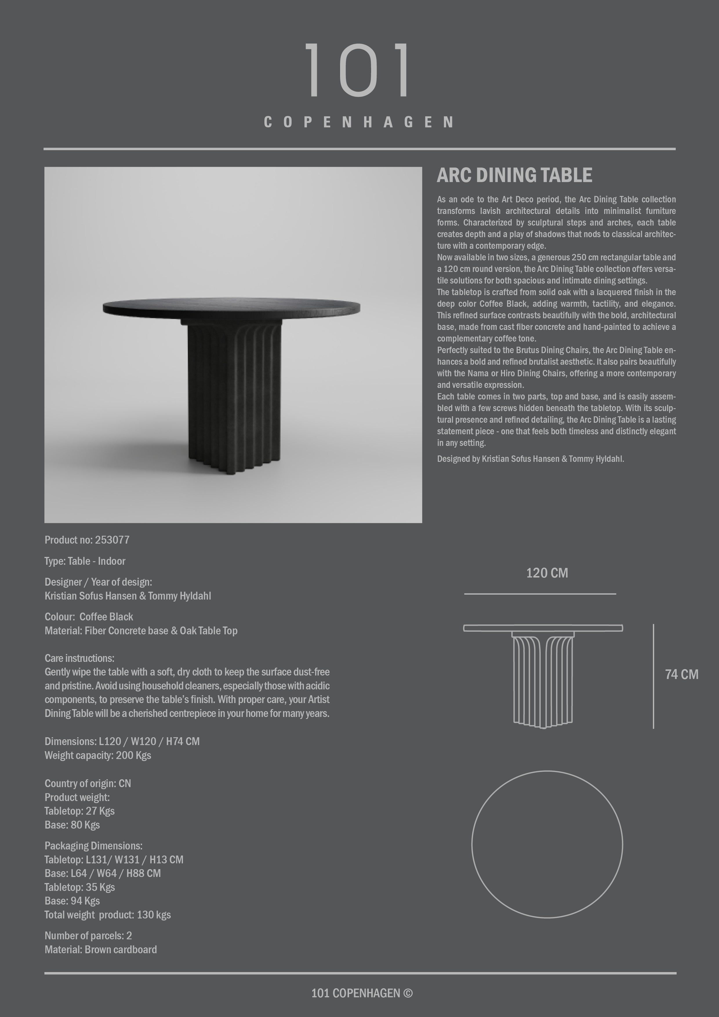 Arc Dining Table, 47"Ø - Coffee Black Oak