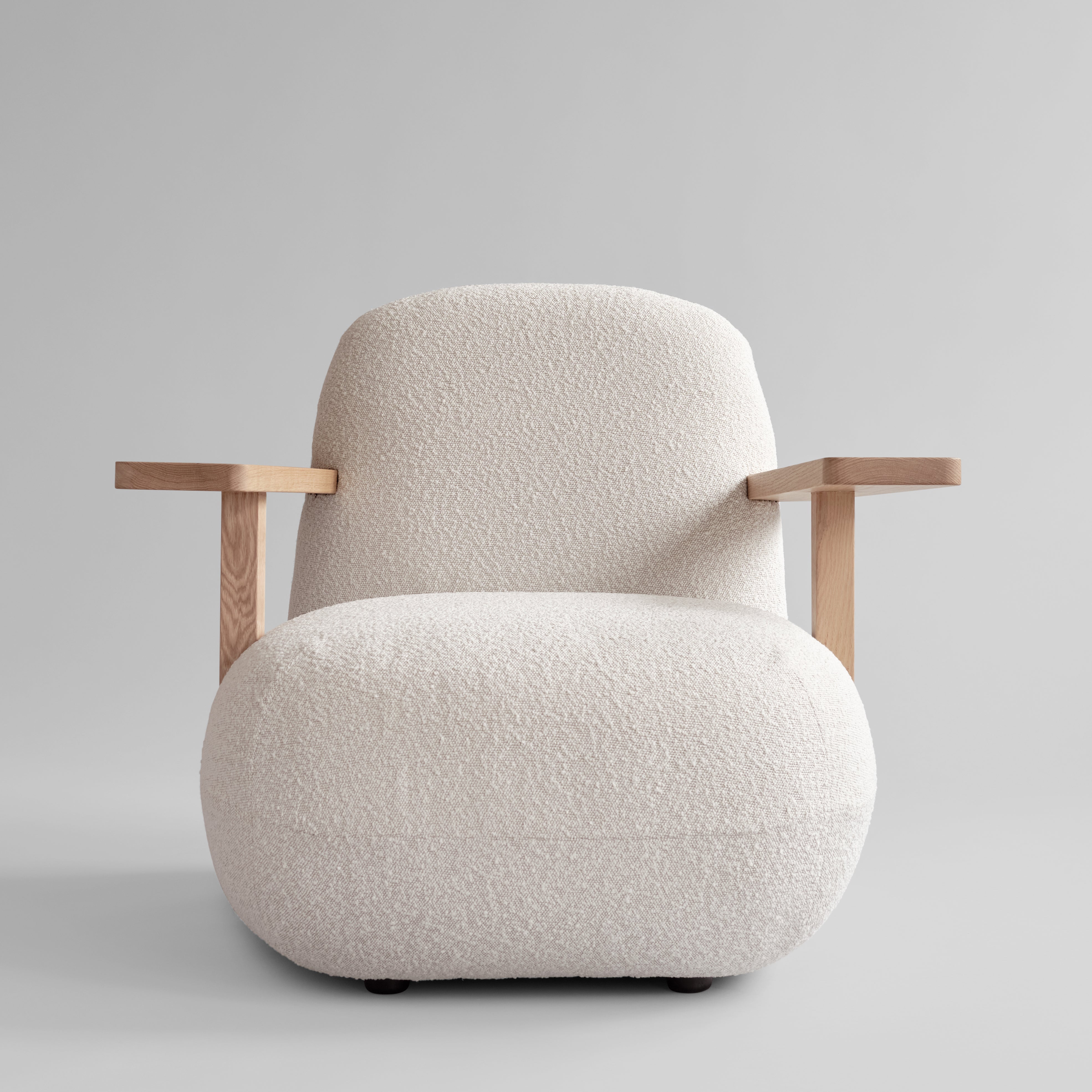 Toe Chair Armrest - Natural Oak / Off White