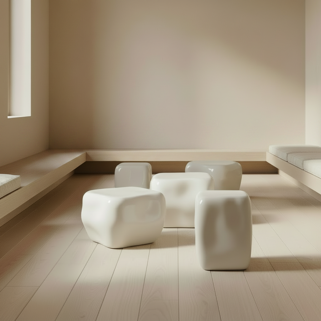 3/4 Angle – Bare Oak Benches, No Cushions