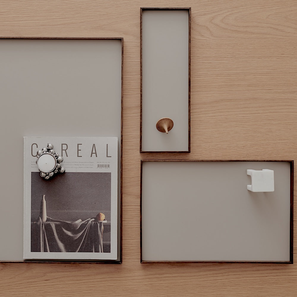 FRAME tray small, smoked oak/grey