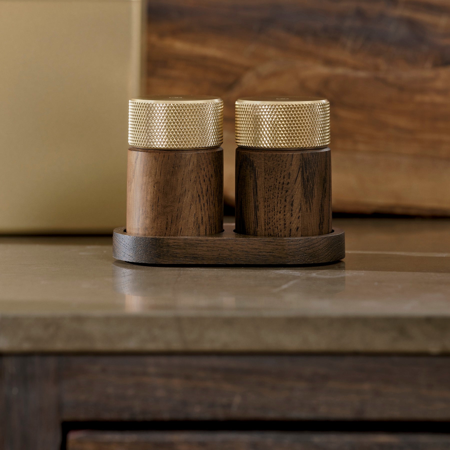 SINA salt & pepper mill set - dark ash/brass