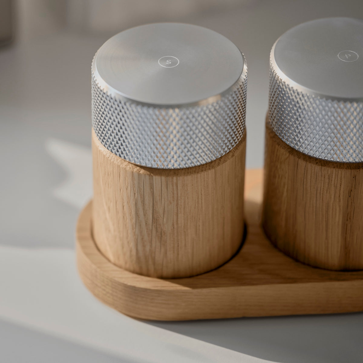 SINA salt & pepper mill set - oak/steel
