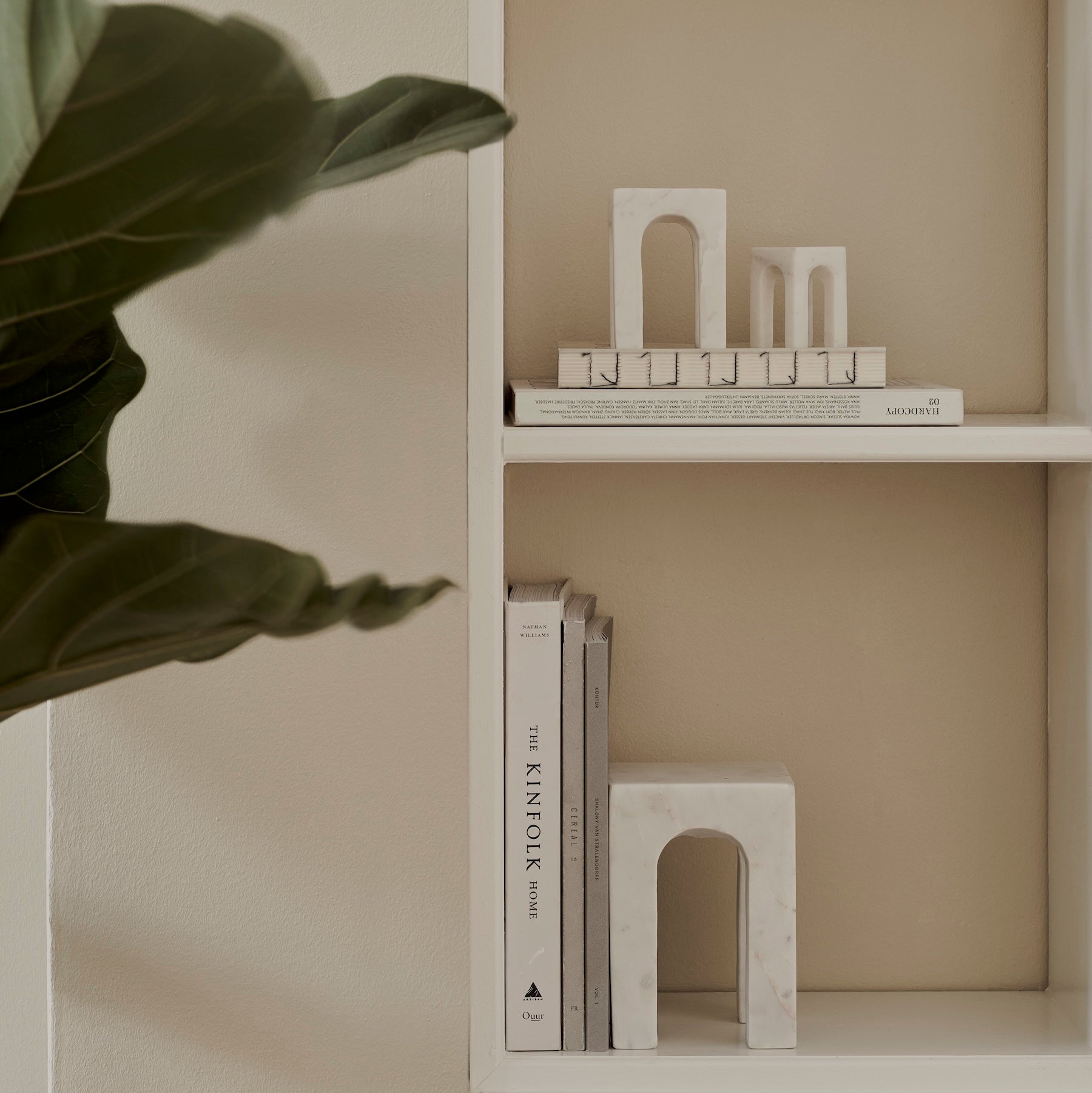 Arkis Bookends/Sculptures - Set of 3, White Marble