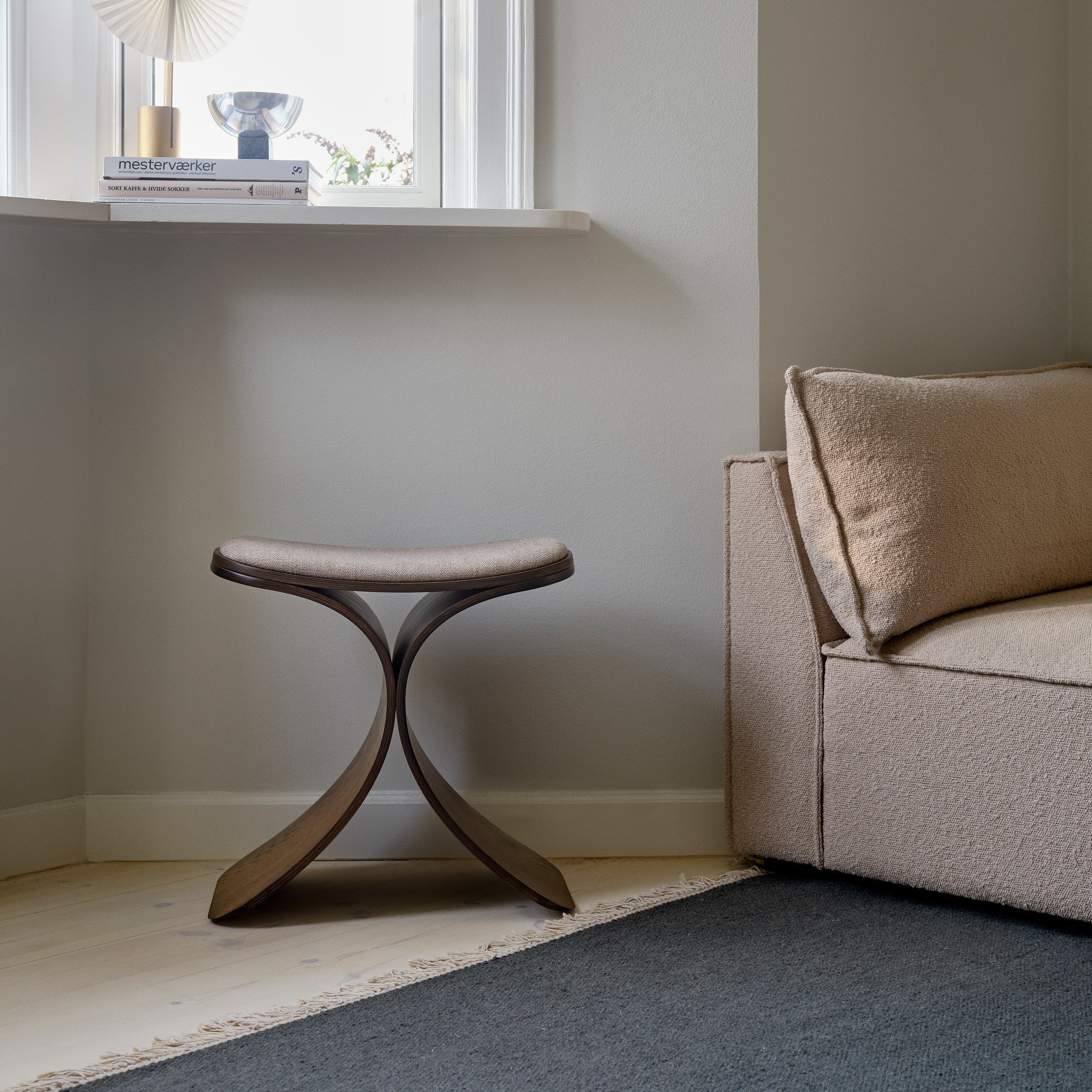 Luno Stool Dark Oak/ Dark Beige Seat