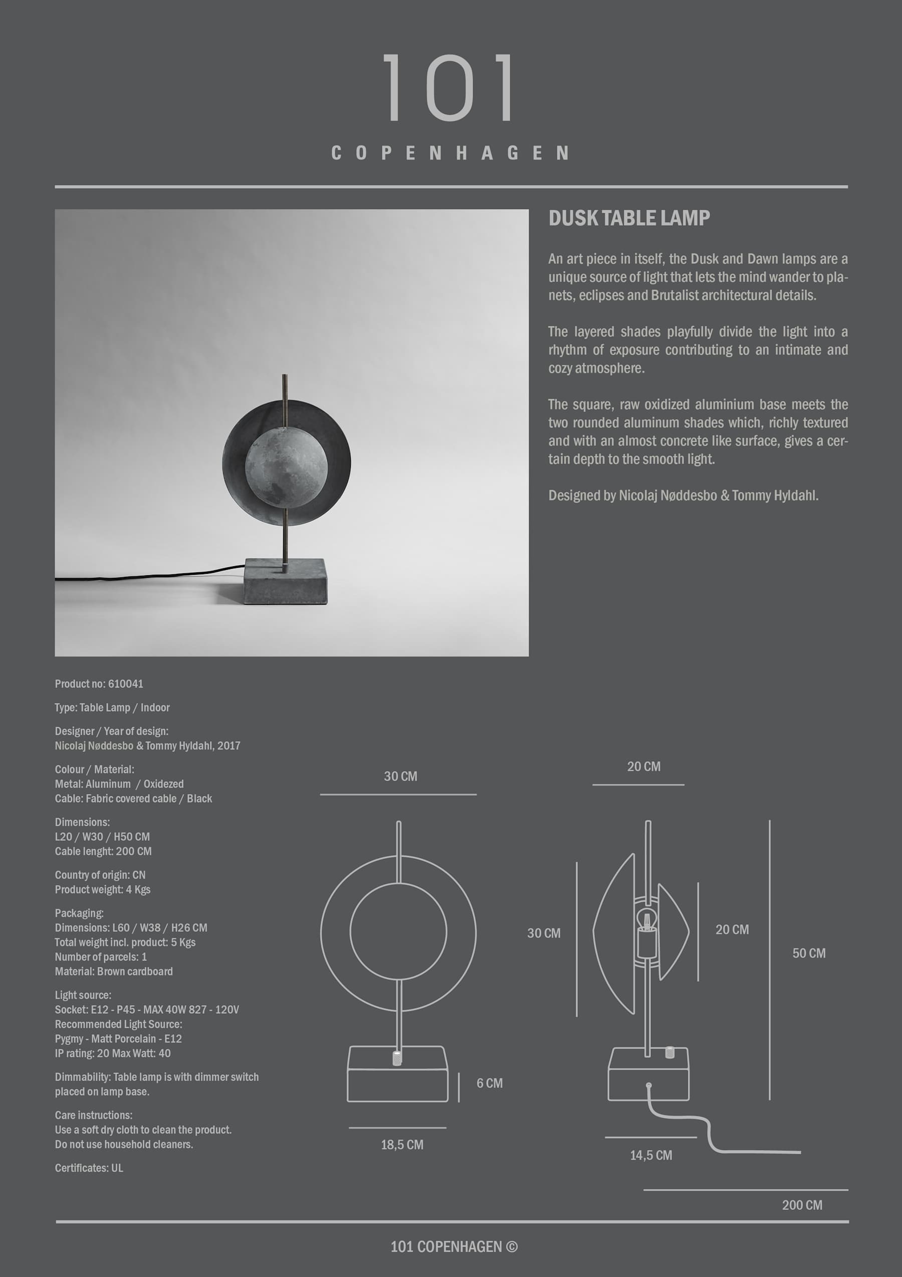 Dusk Table Lamp - Oxidized, UL
