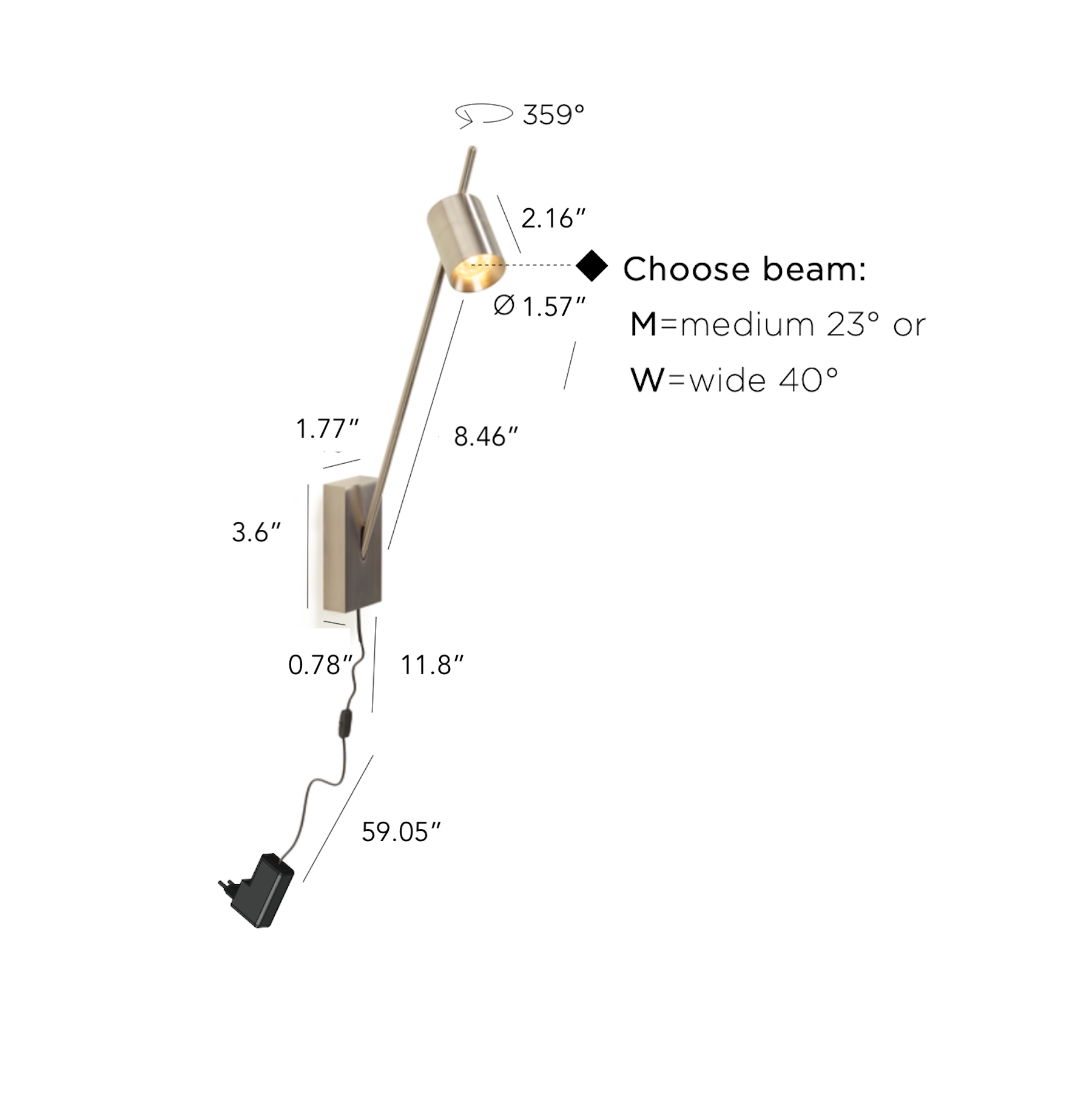 Aude Wall Lamp with Plug & Switch on Cord - 4 Finish Options *Made to Order