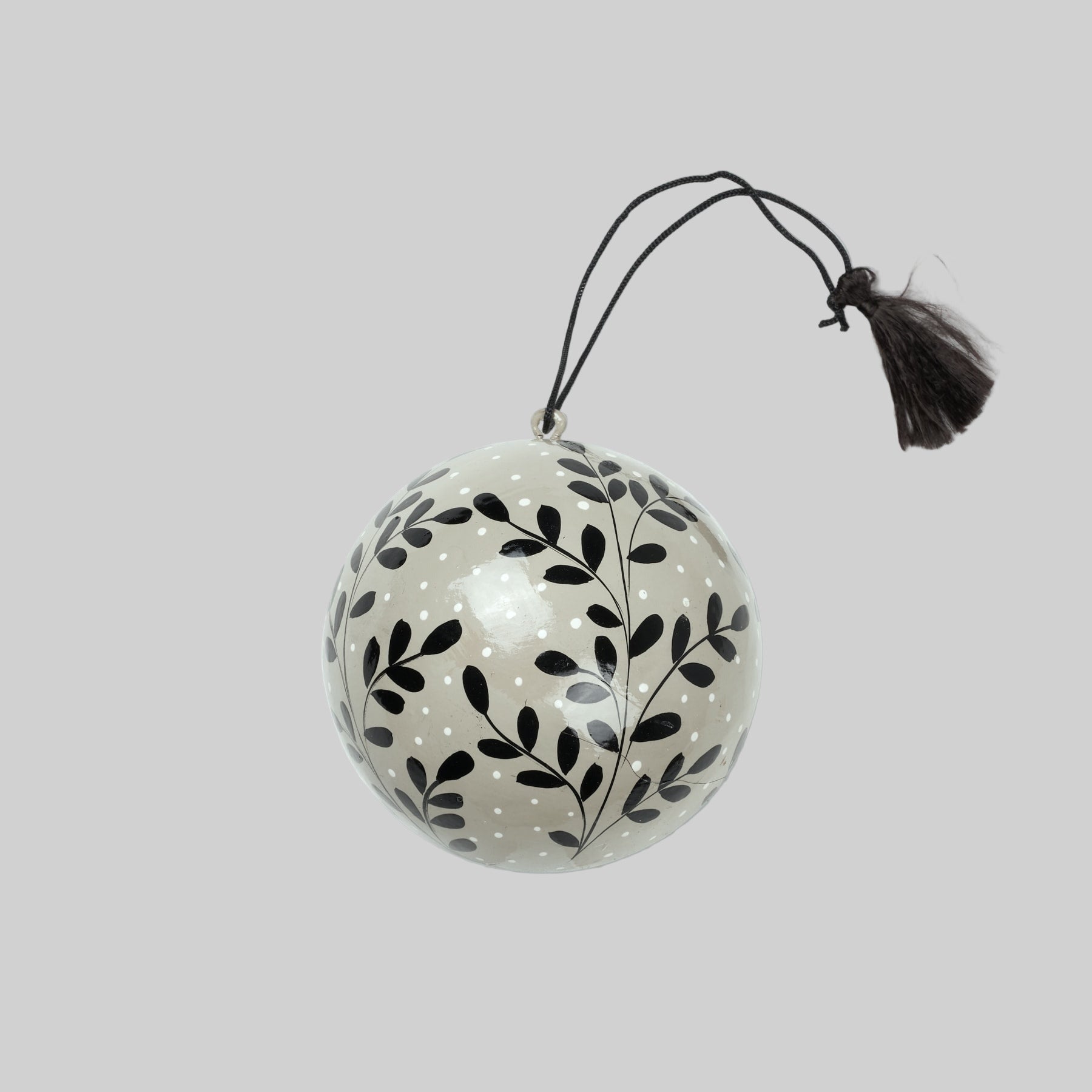 Holiday Ornament - Handpainted Bauble Floral Dot / Box of 6