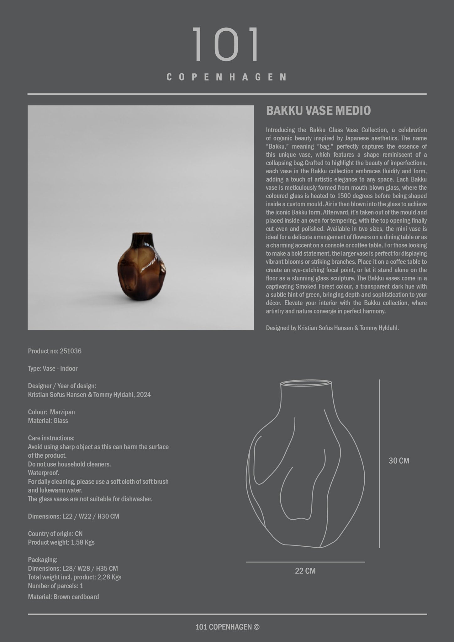 Bakku Vase, Medio - Smoked Forest