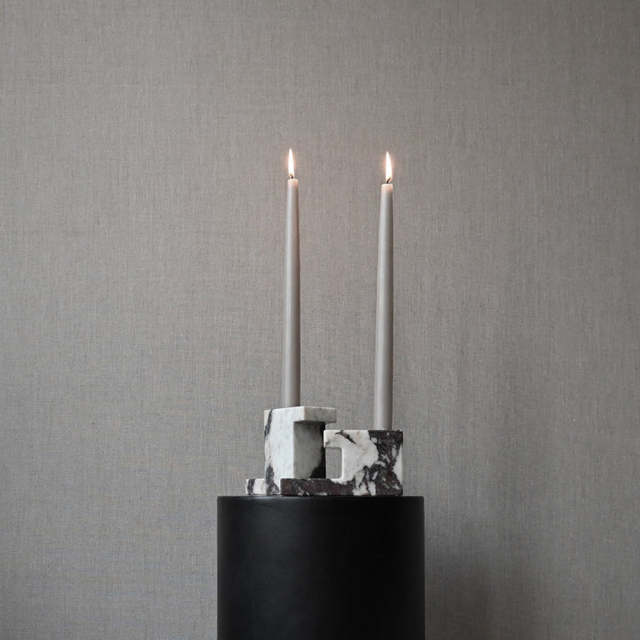 Brick Candleholder, Low - Calacatta