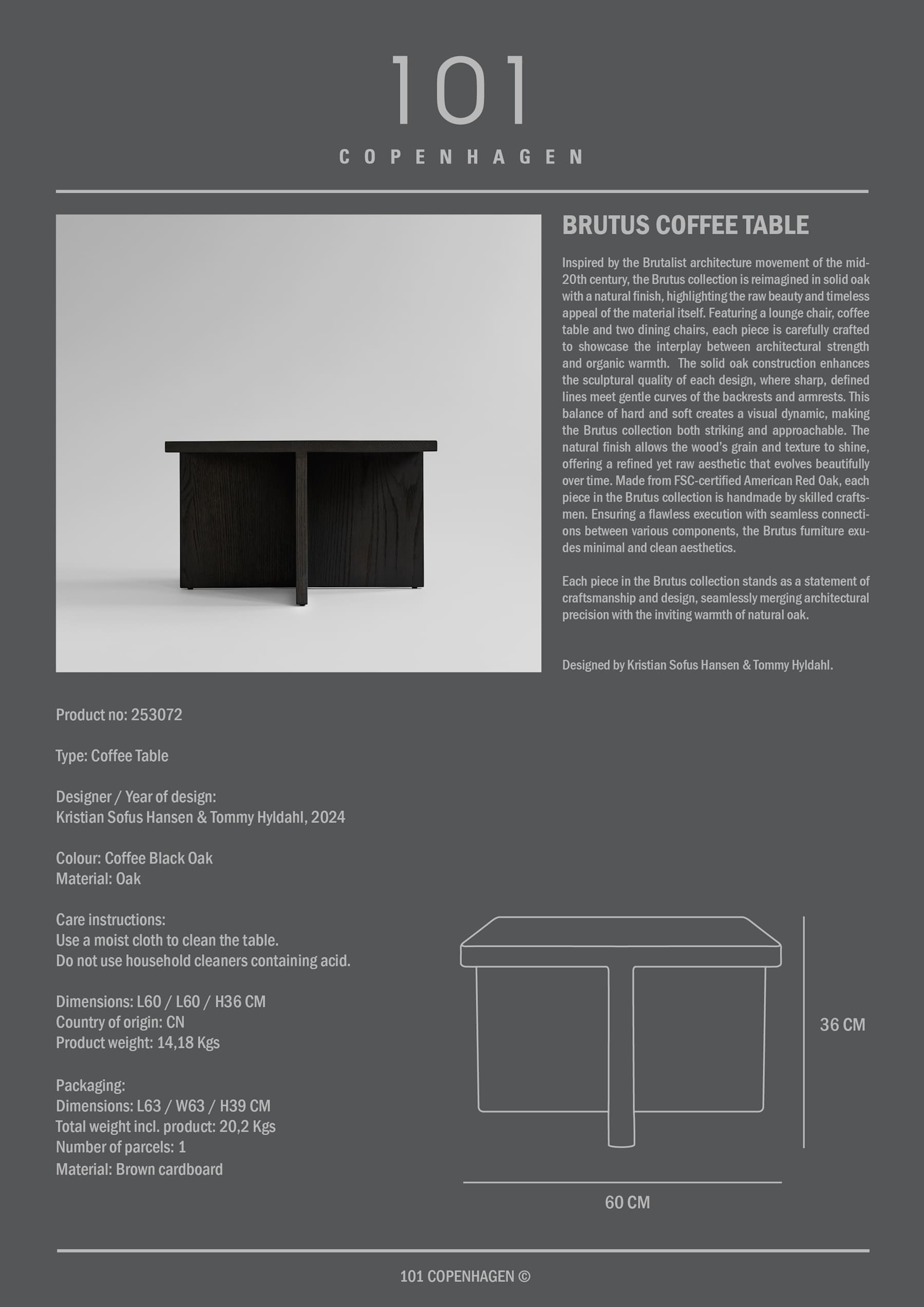 Brutus Coffee Table - Coffee-Black Oak
