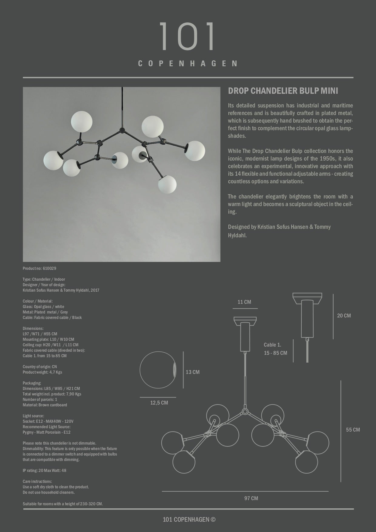 Drop Chandelier - Mini, Bulp UL