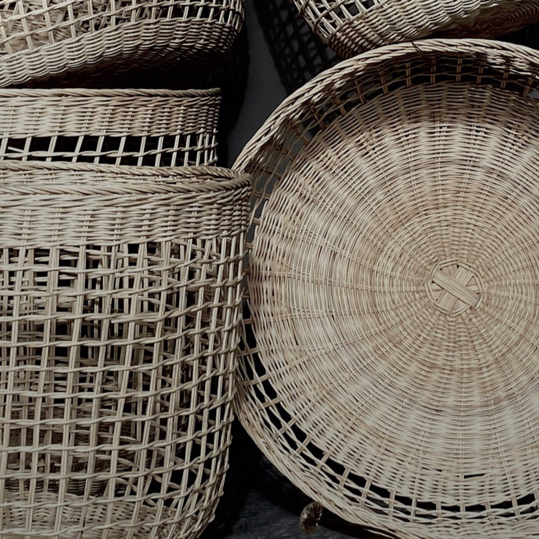Rattan baskets, set of 3