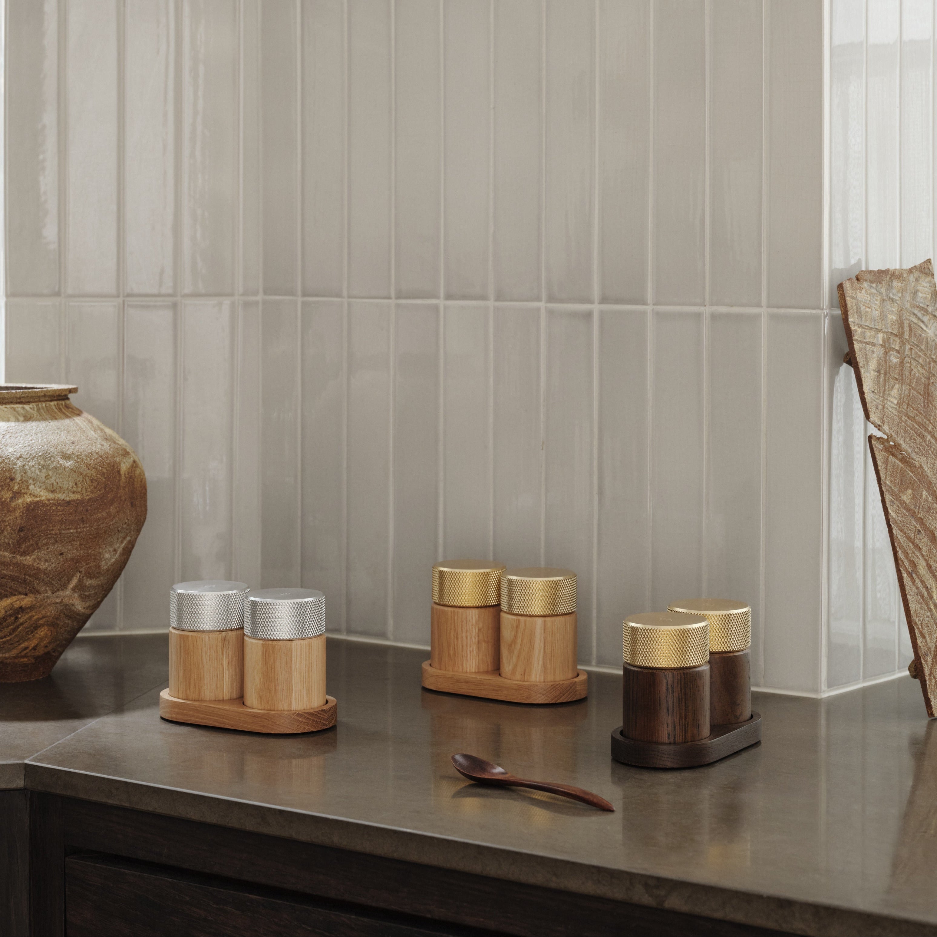 SINA salt & pepper mill set - oak/steel