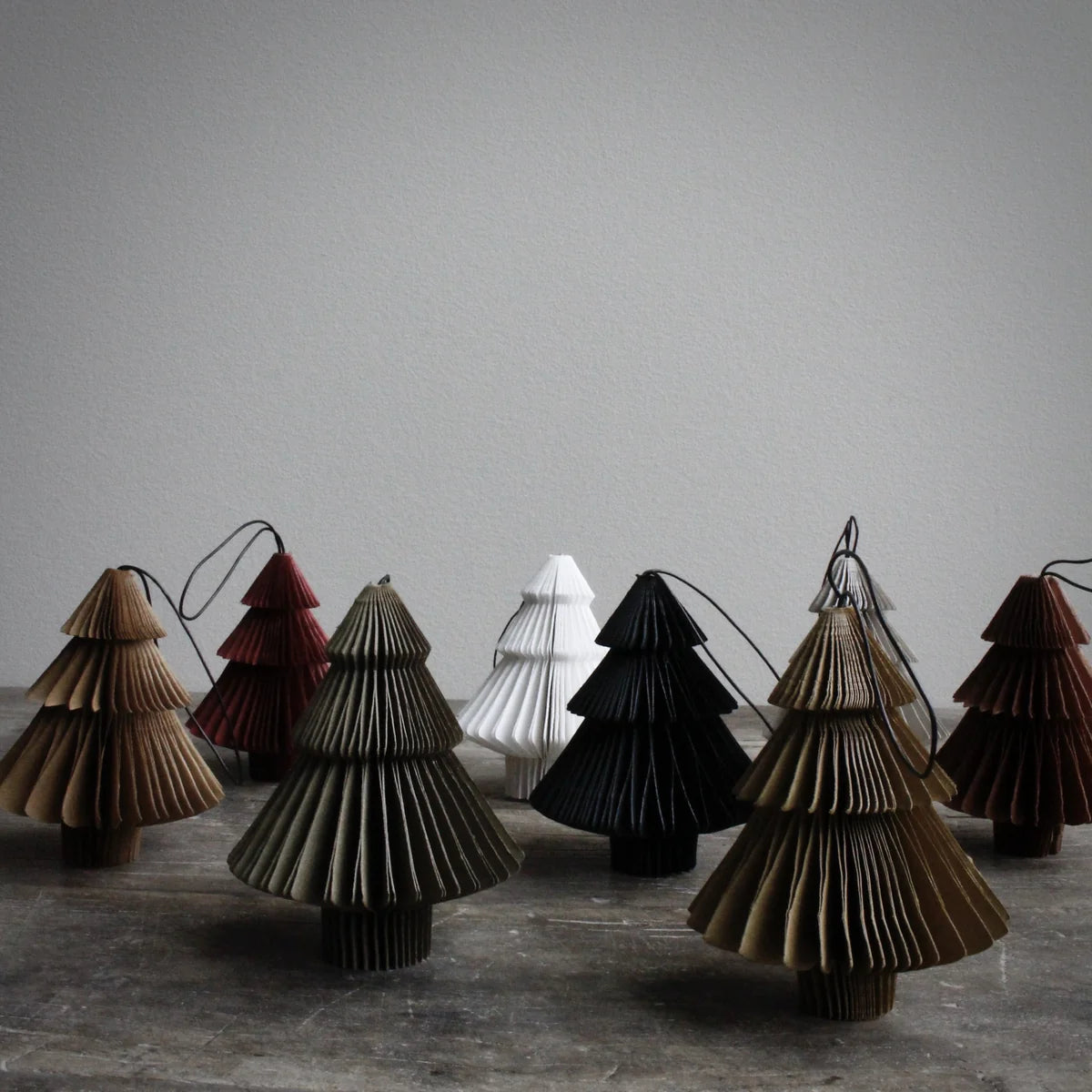 Holiday Ornament - paper tree, dusty rose (set of 6)