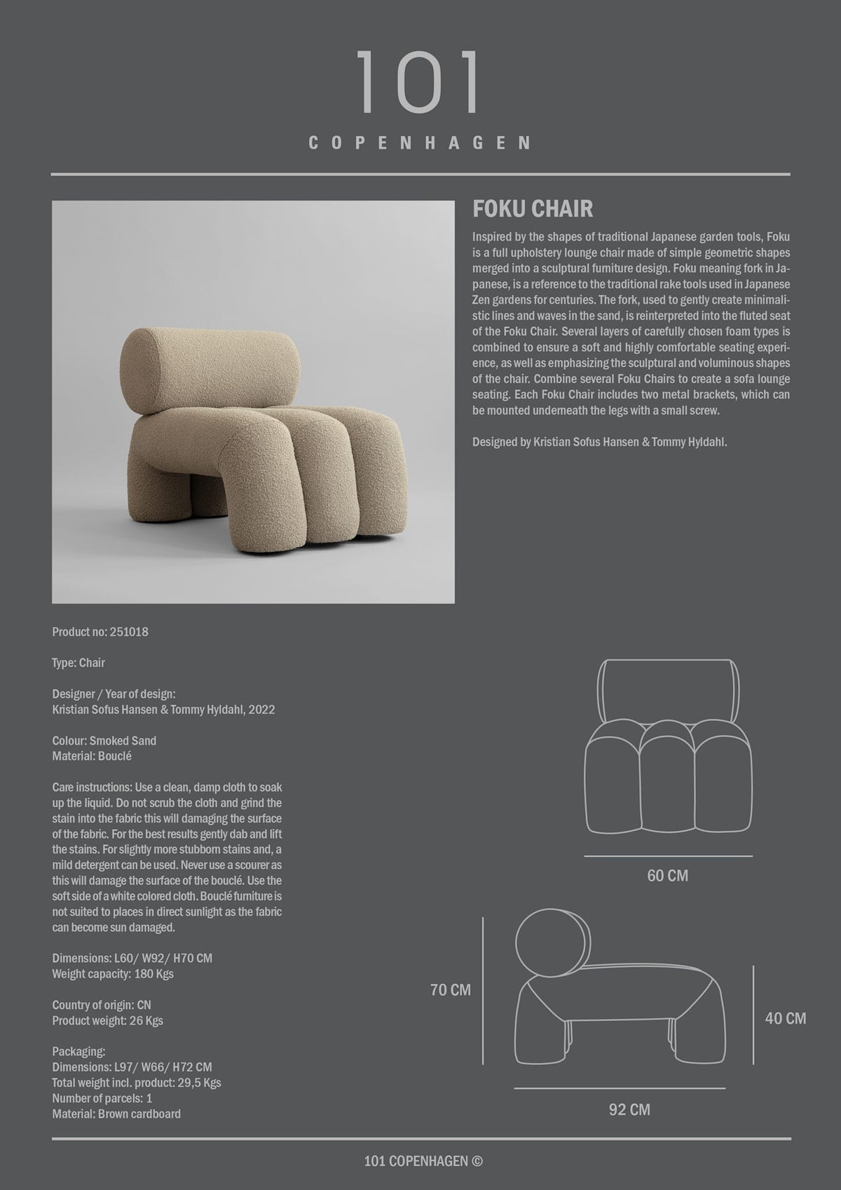 Foku Chair - Smoked Sand Bouclé