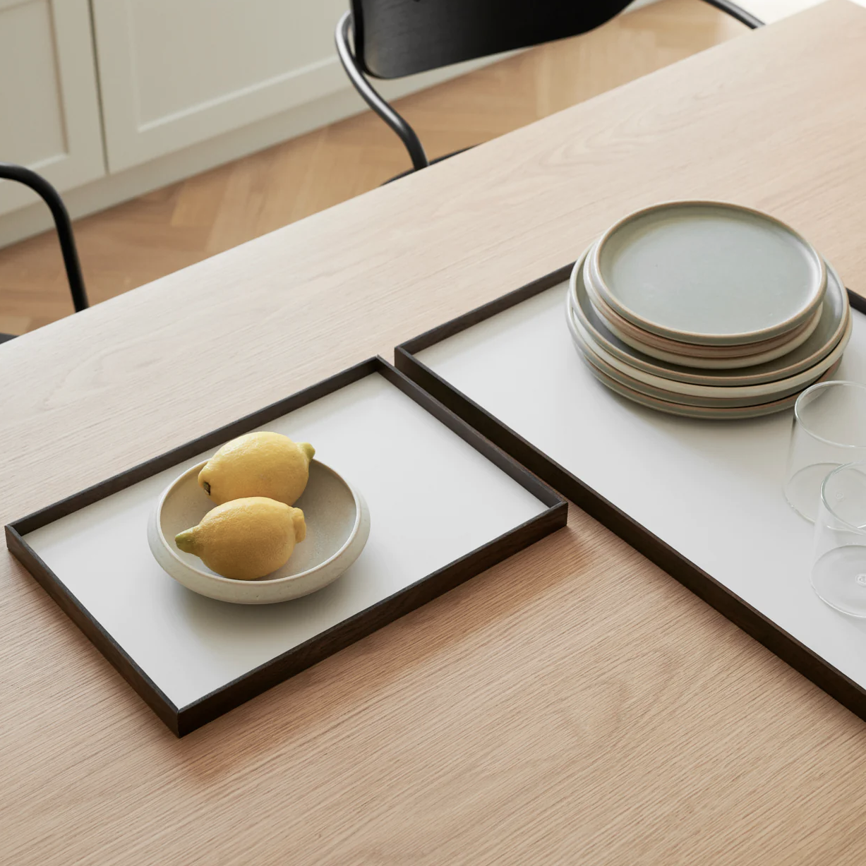 FRAME tray large, smoked oak/beige