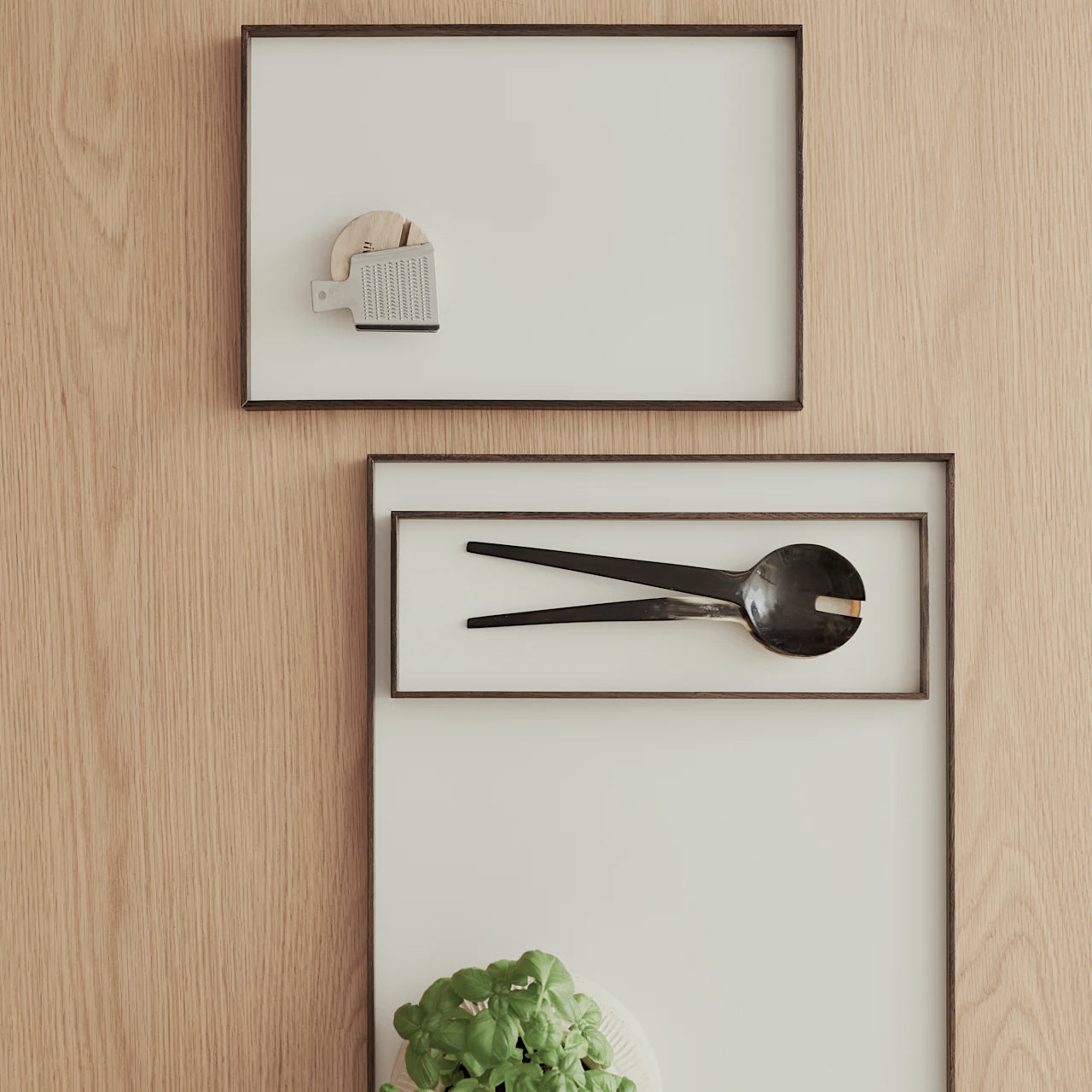 FRAME tray large, smoked oak/beige