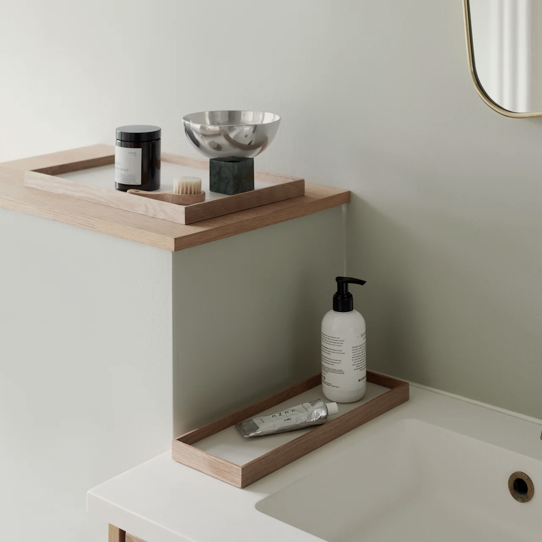 FRAME tray small, oak/beige