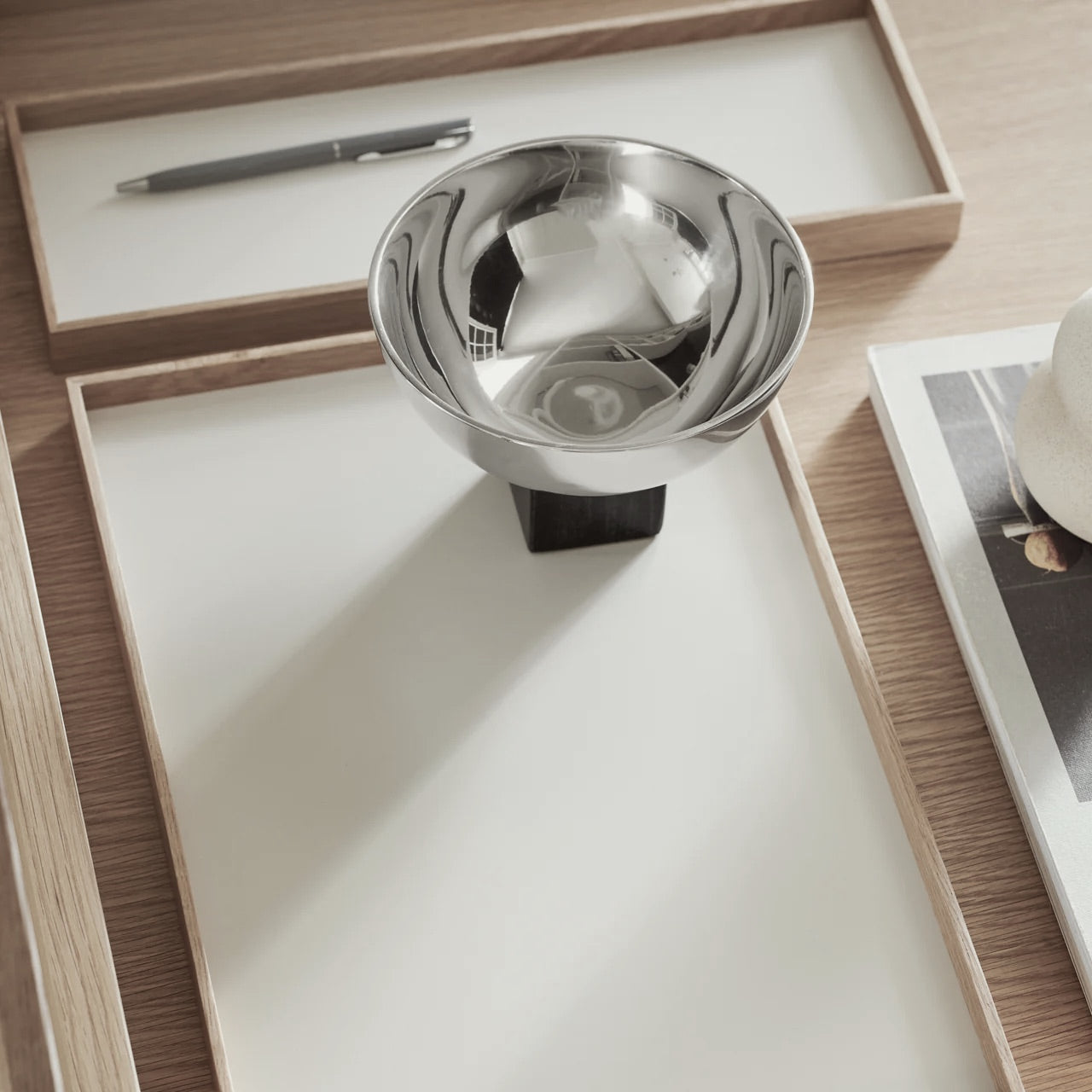 FRAME tray small, oak/beige