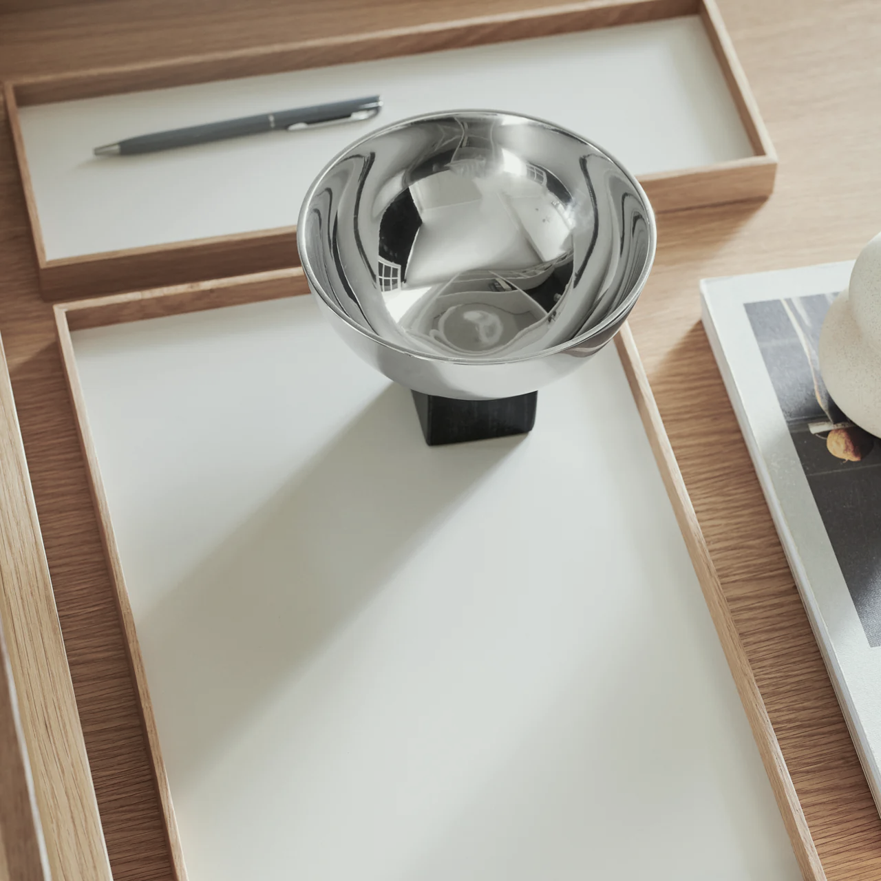 FRAME tray medium, oak/beige