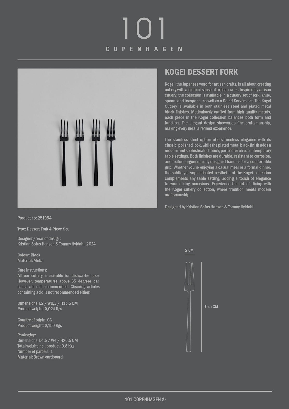 Kogei Dessert Fork - Black