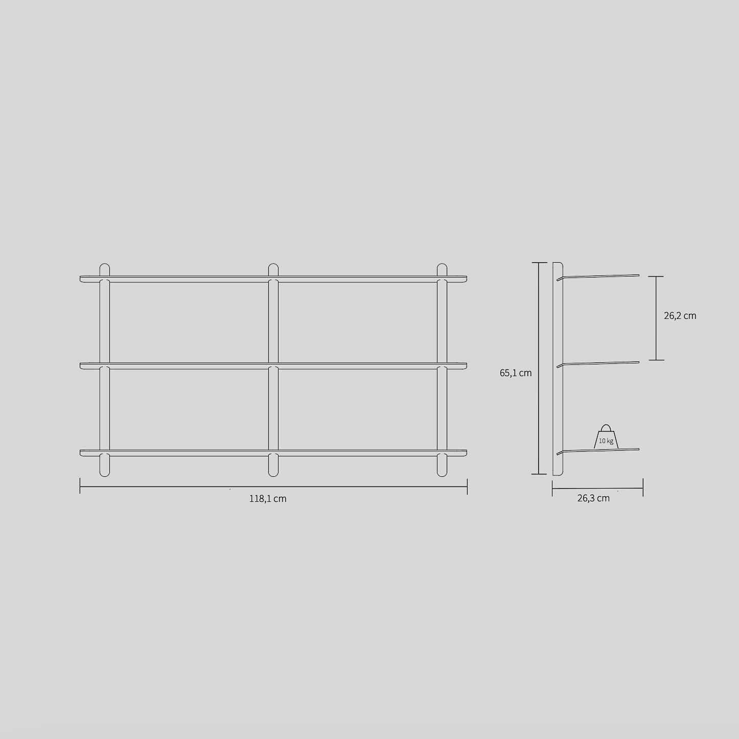 NIVO Shelf Large D - black ash/ black