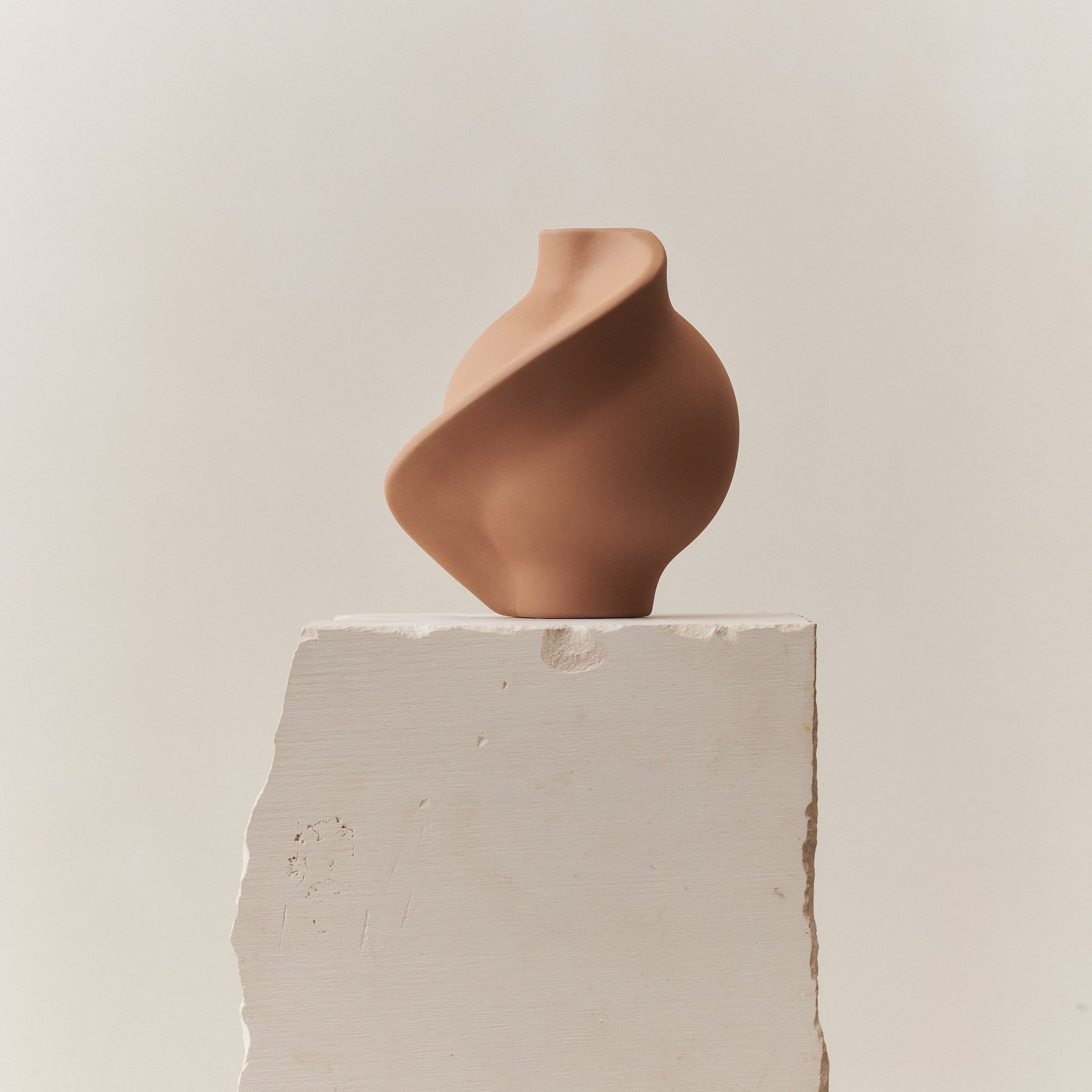 Ceramic Pirout Vase 01 Sanded Ocker