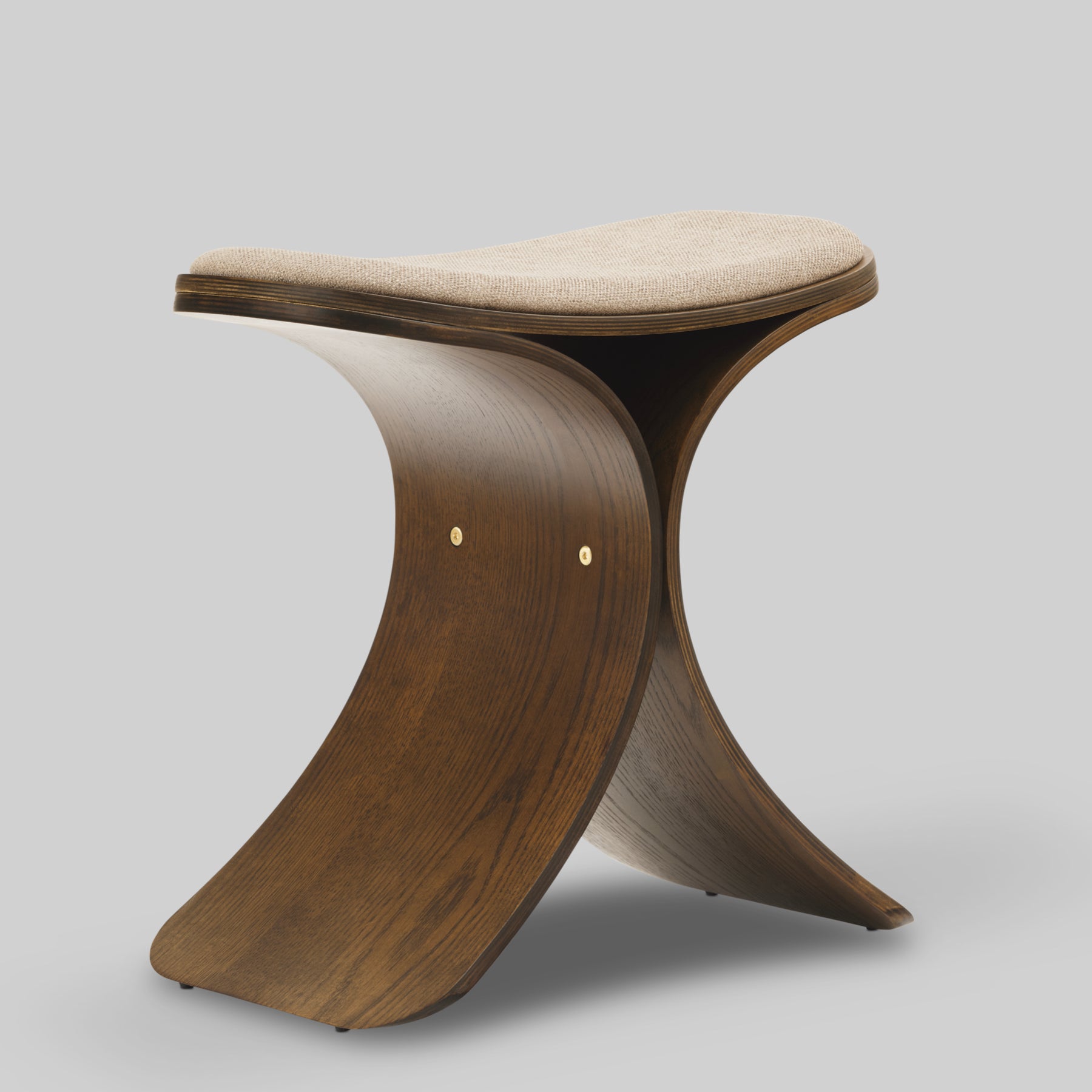 Luno Stool dark oak/ dark beige textile