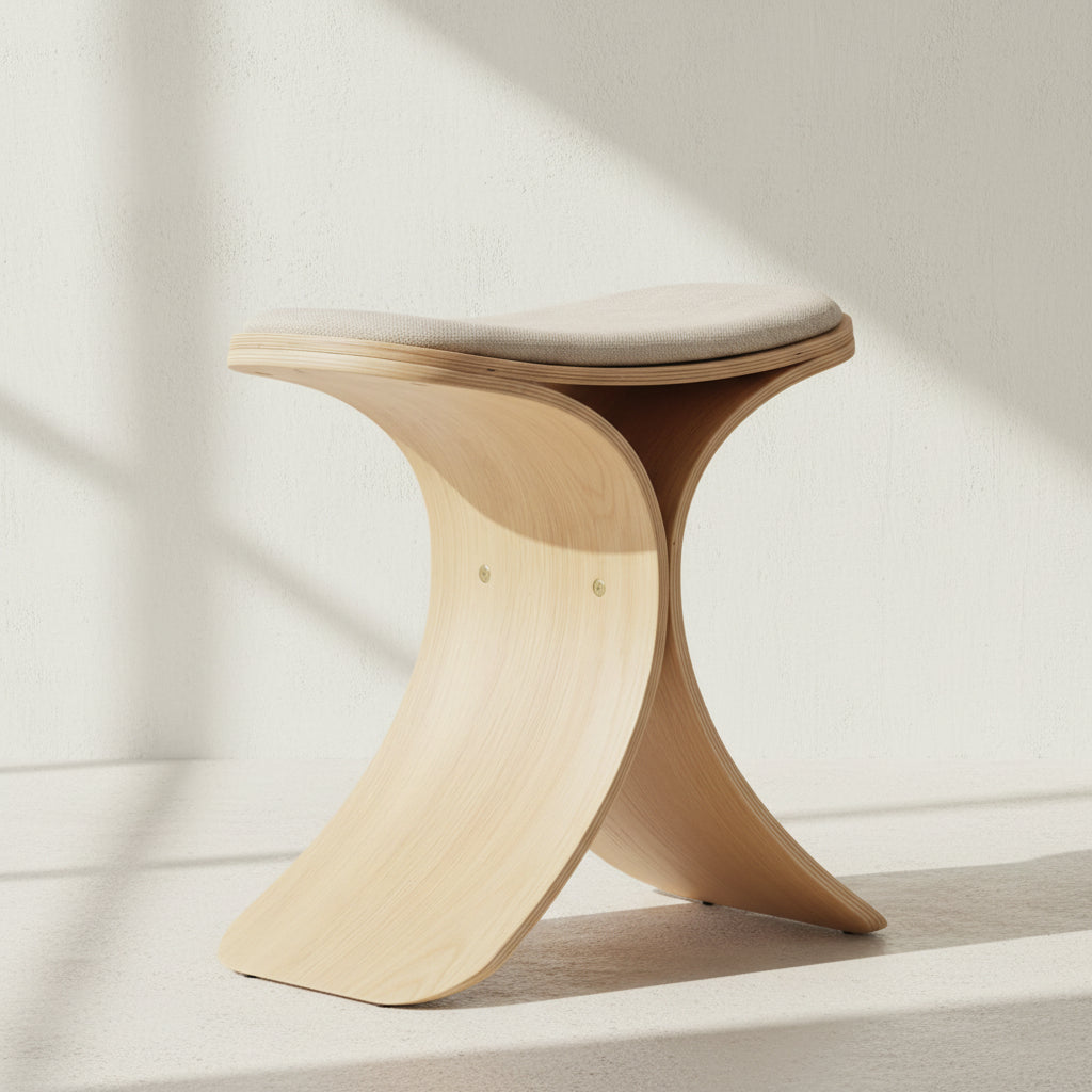 Luno Stool oak/ beige textile