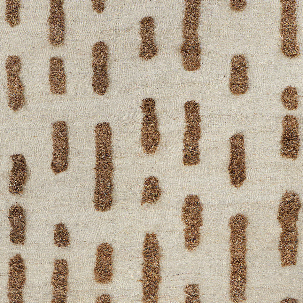 Laine - White + Brown - Hand Woven Rug