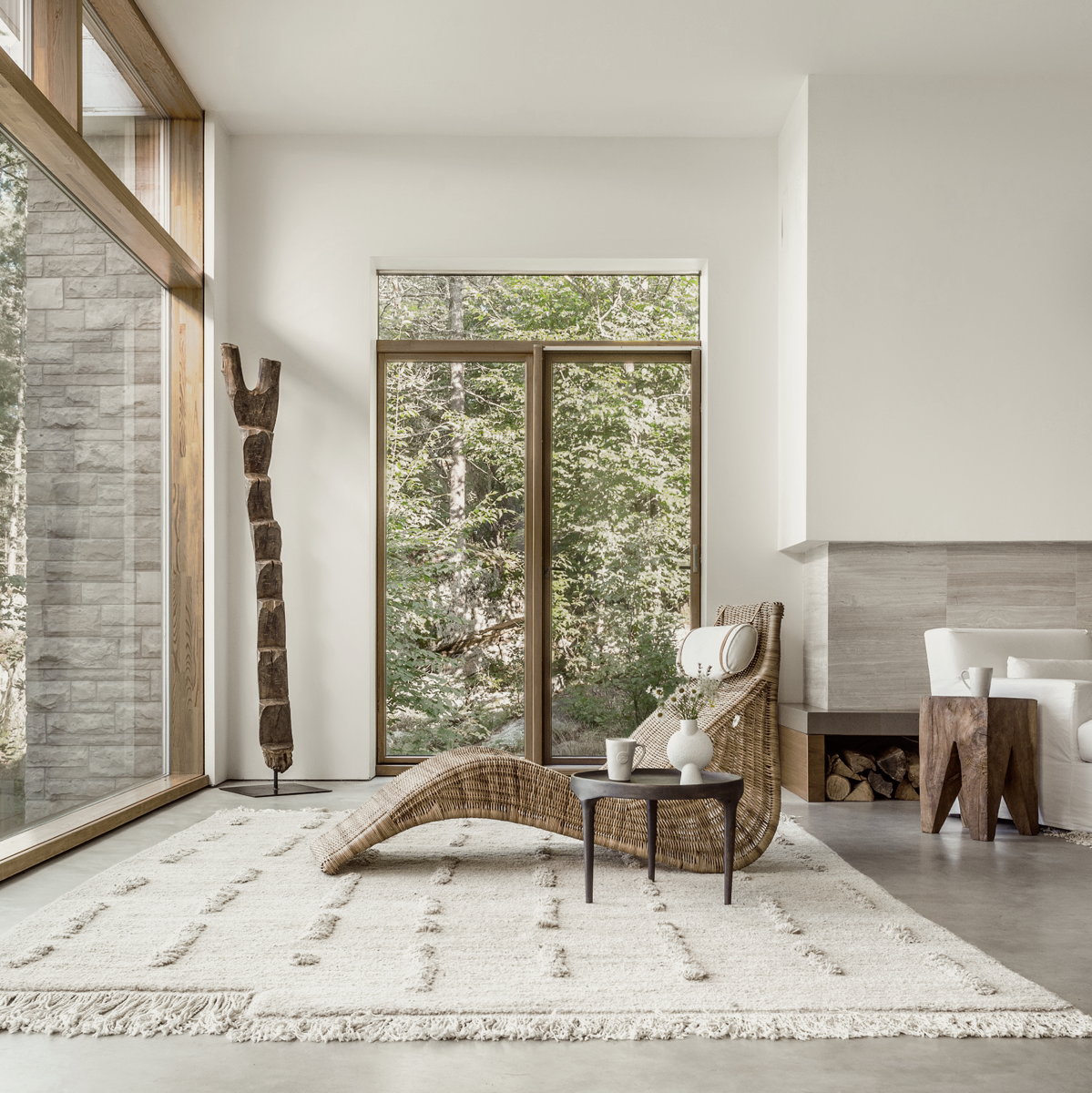 Laine, Natural White + White - Hand Knotted Rug