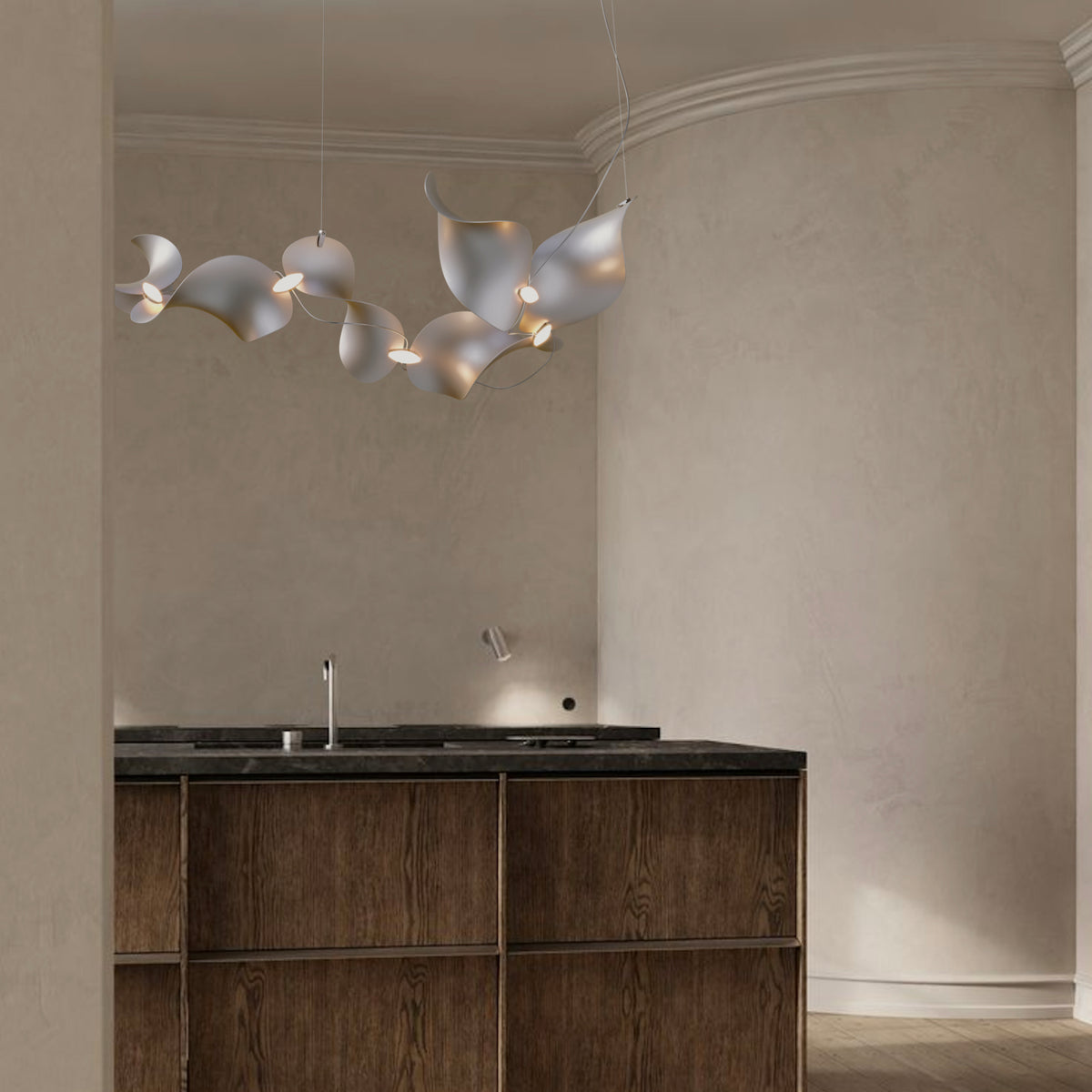 Dune 6 Curve Chandelier - 5 Finish Options