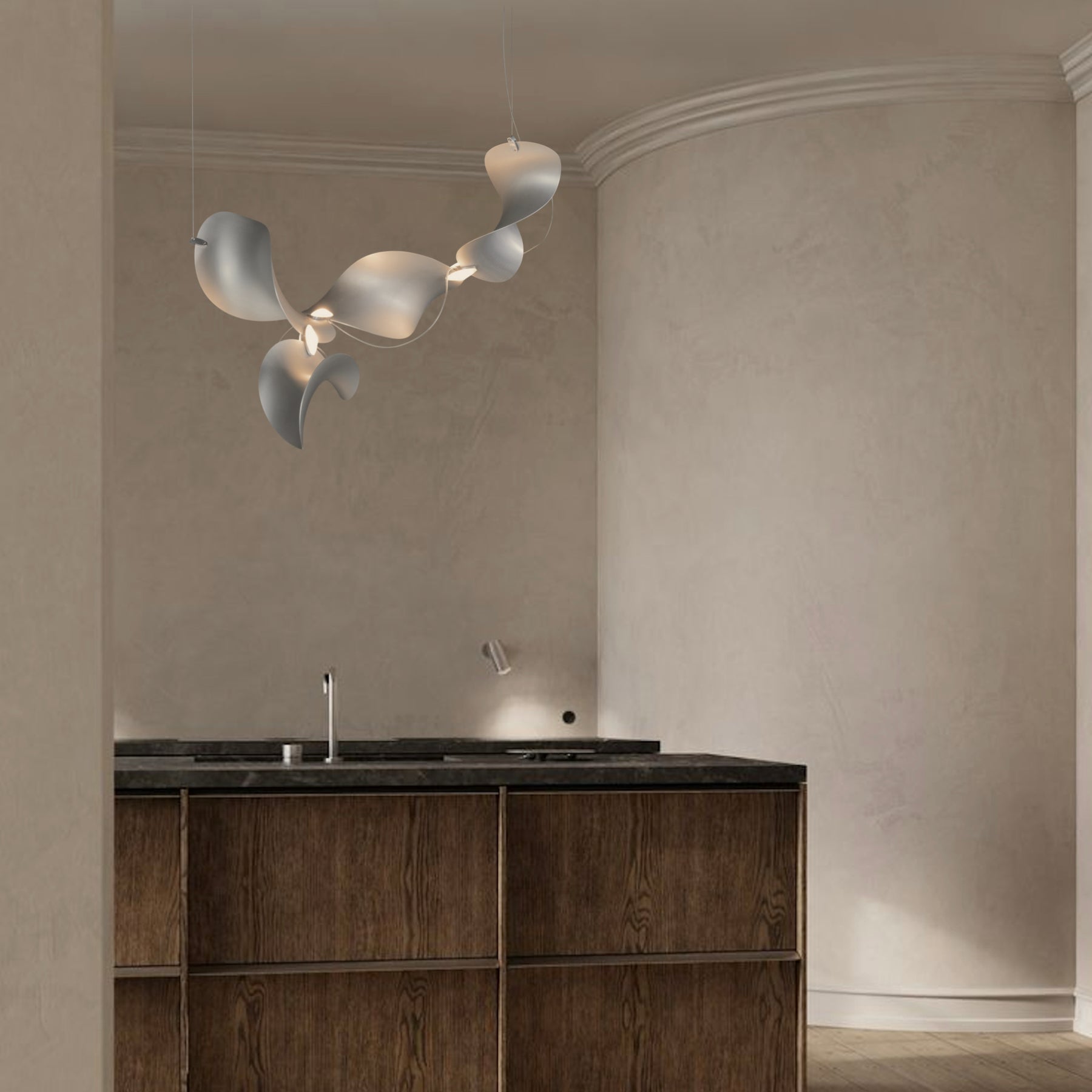 Dune 4 Curve Chandelier - 5 Finish Options