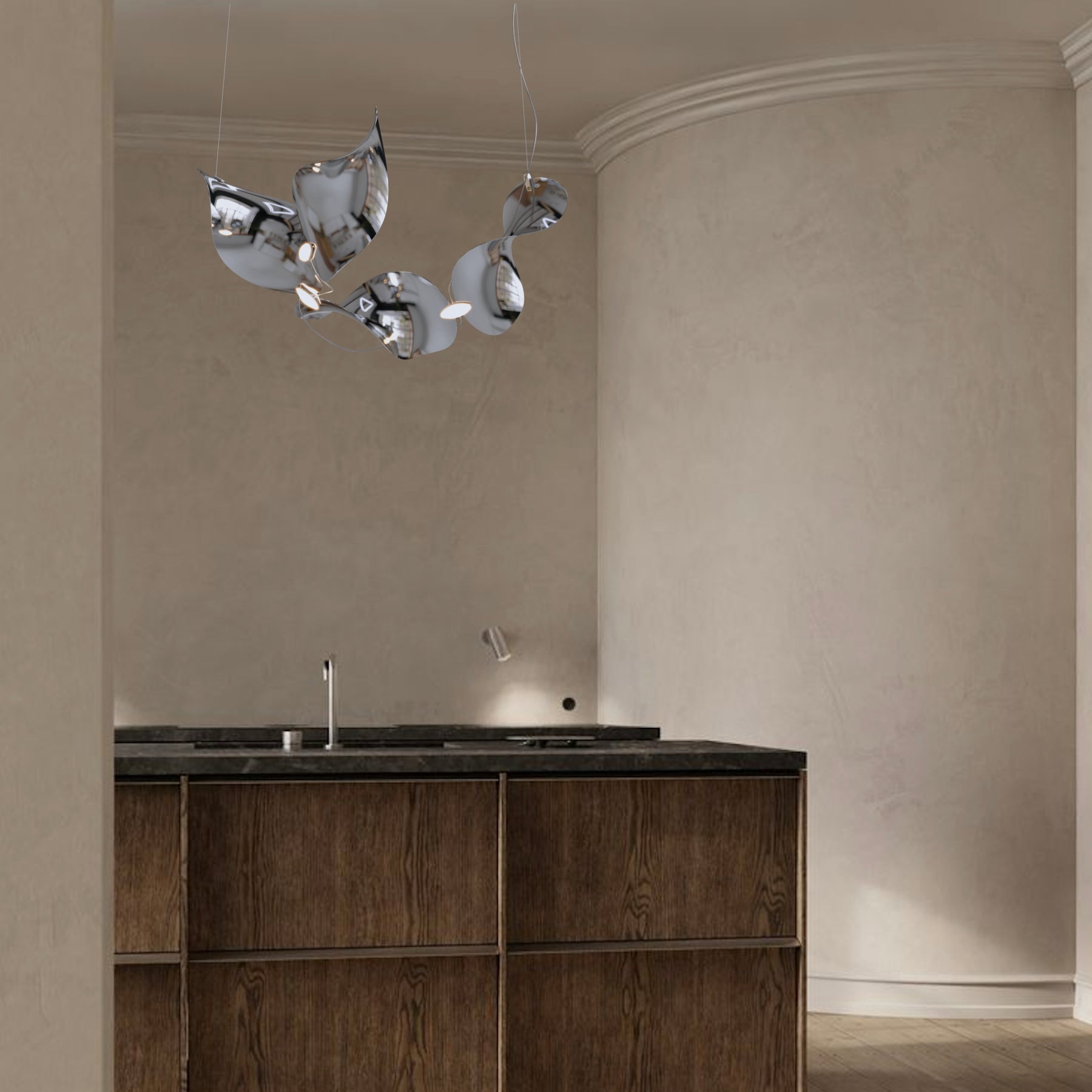 Dune 4 Curve Chandelier - 5 Finish Options