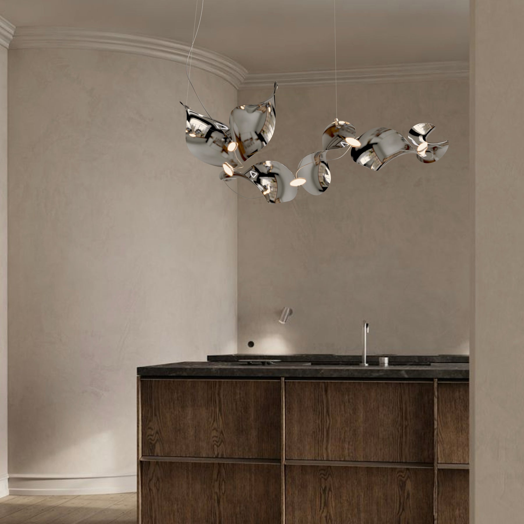 Dune 6 Curve Chandelier - 5 Finish Options