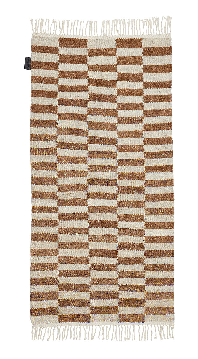Abeba - White + Brown - Hand Woven Rug